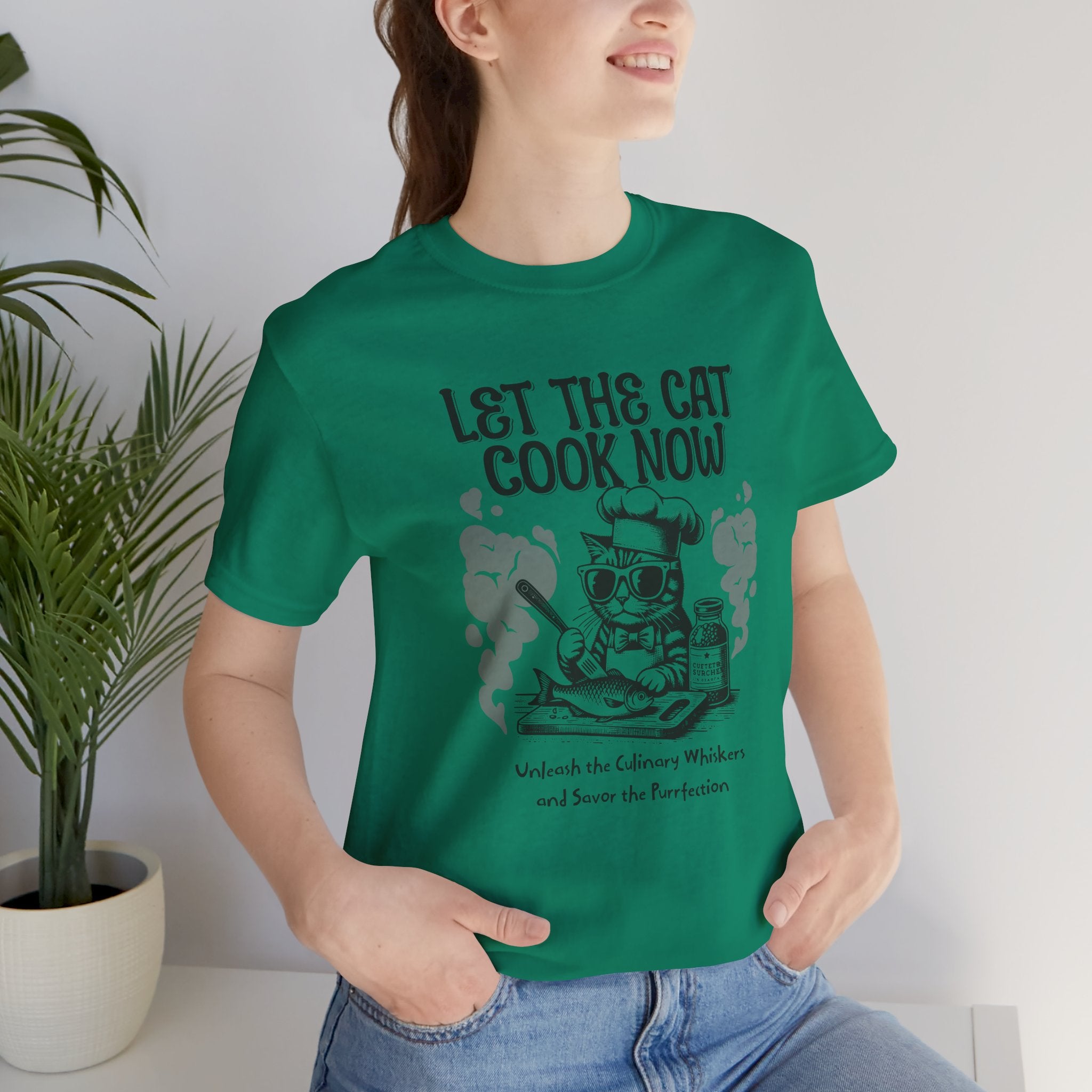 Let The Cat Cook Now T-Shirt — Funny Chef Cat Cooking Tee