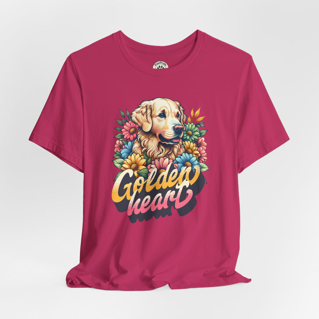Golden Heart T-Shirt — Retro Floral Golden Retriever Tee