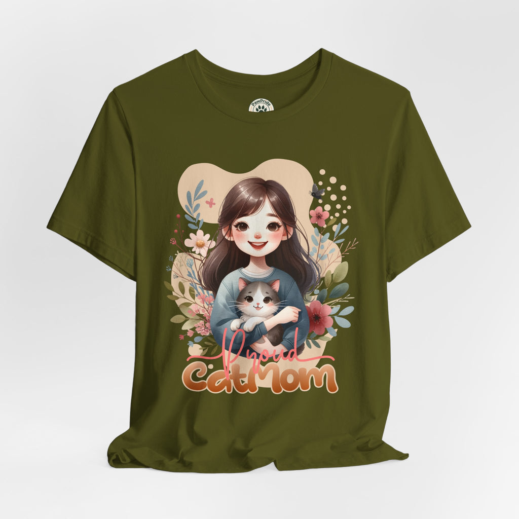 Cat Mom T-Shirt — Cute Floral Illustration Tee for Women Cat Lovers