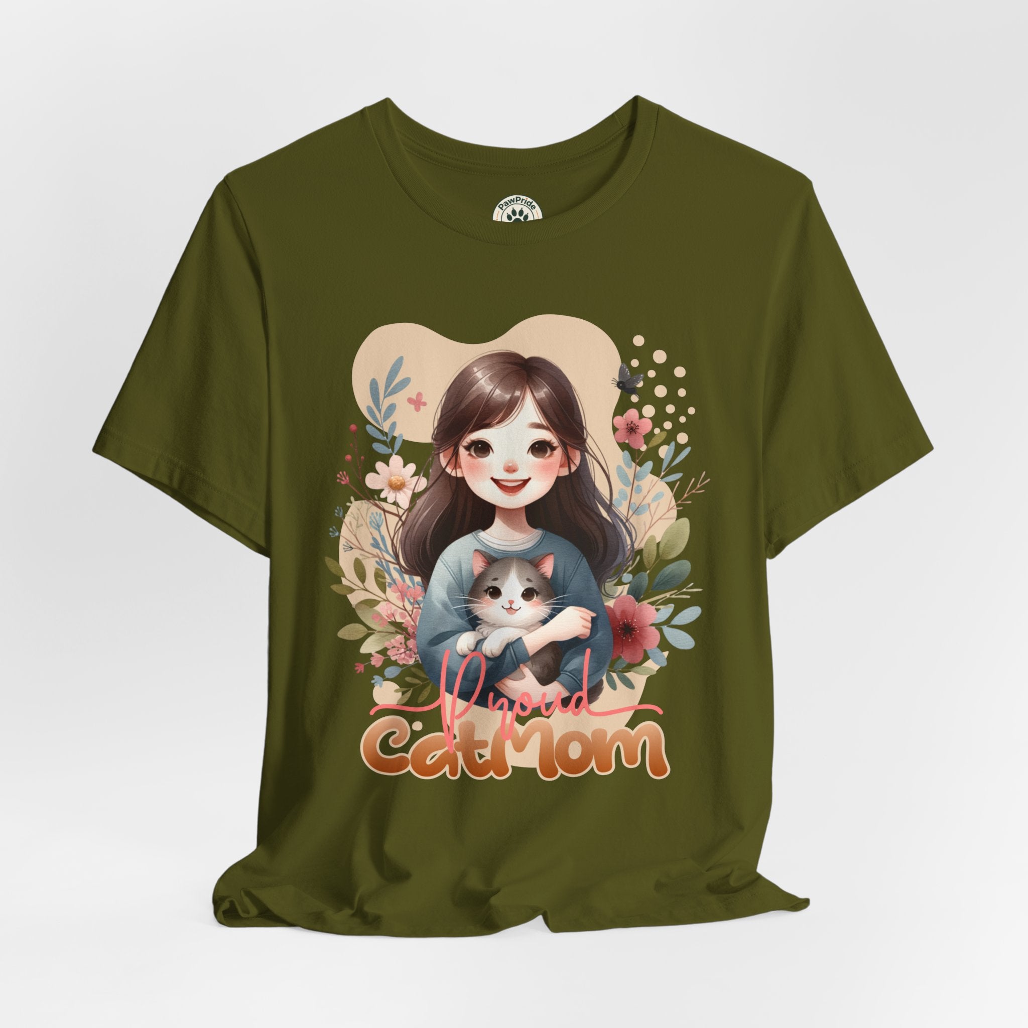 Cat Mom T-Shirt — Cute Floral Illustration Tee for Women Cat Lovers