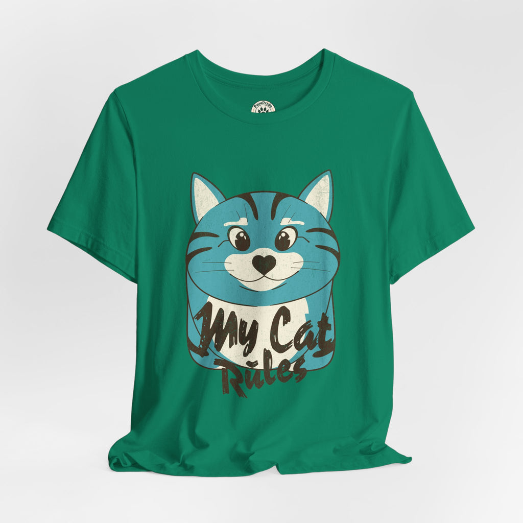 My Cat Rules T-Shirt — Cute Blue Cat Graphic Tee for Cat Lovers