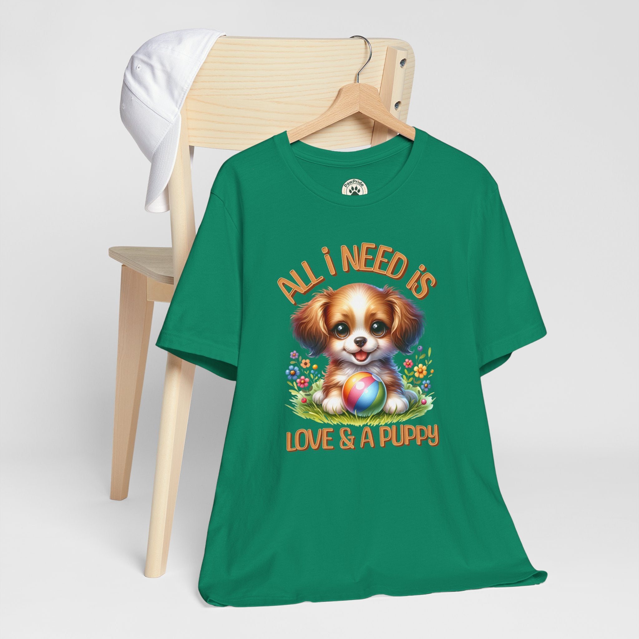 T-Shirt — "All I Need Is Love & a Puppy" Cute Puppy Graphic Tee