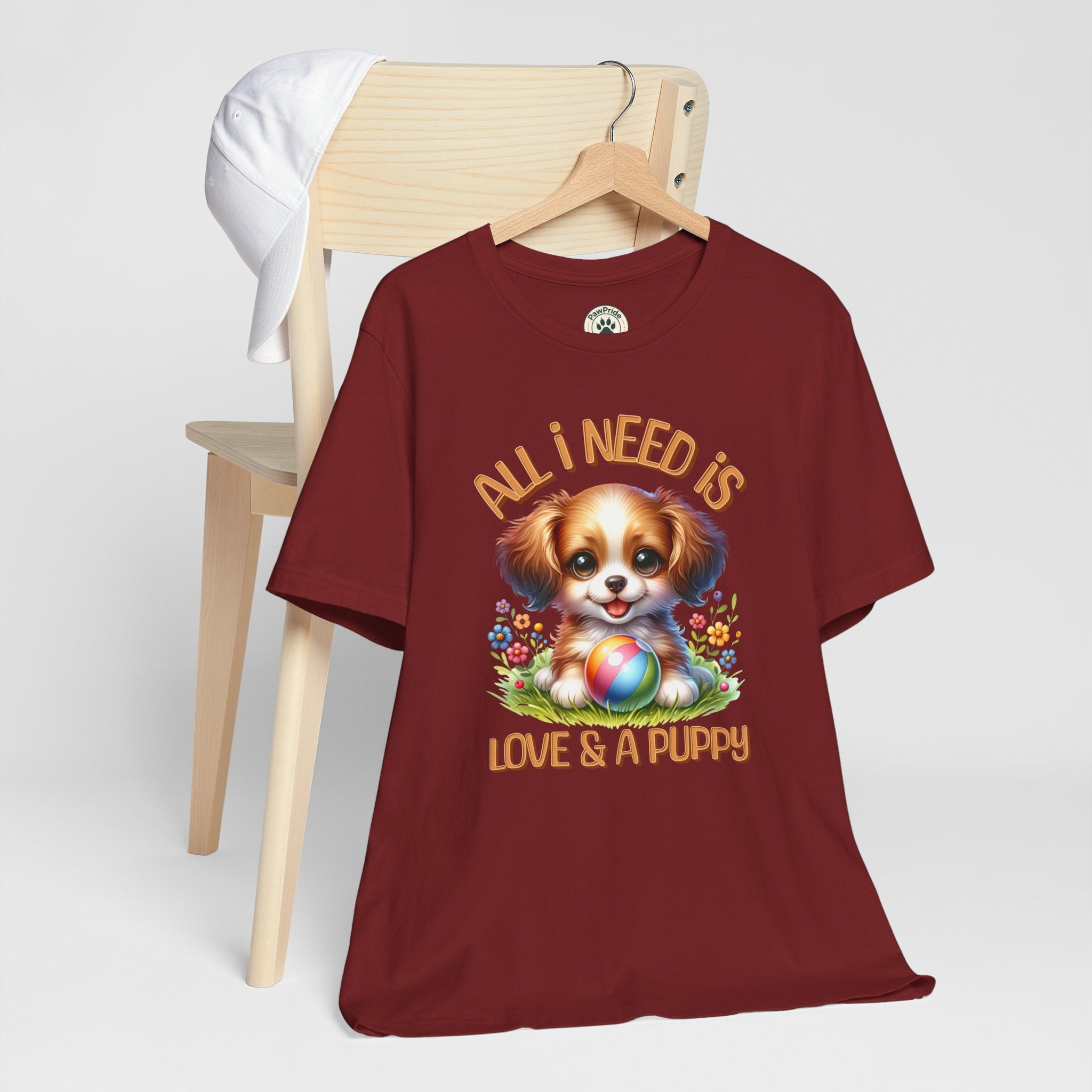 T-Shirt — "All I Need Is Love & a Puppy" Cute Puppy Graphic Tee