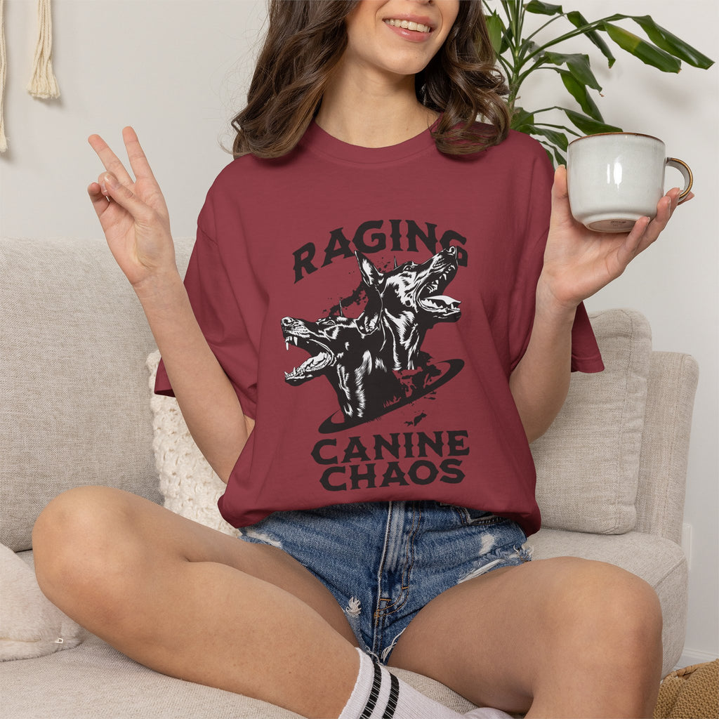Raging Canine Chaos T-Shirt — Vintage Dog Skull Graphic Tee