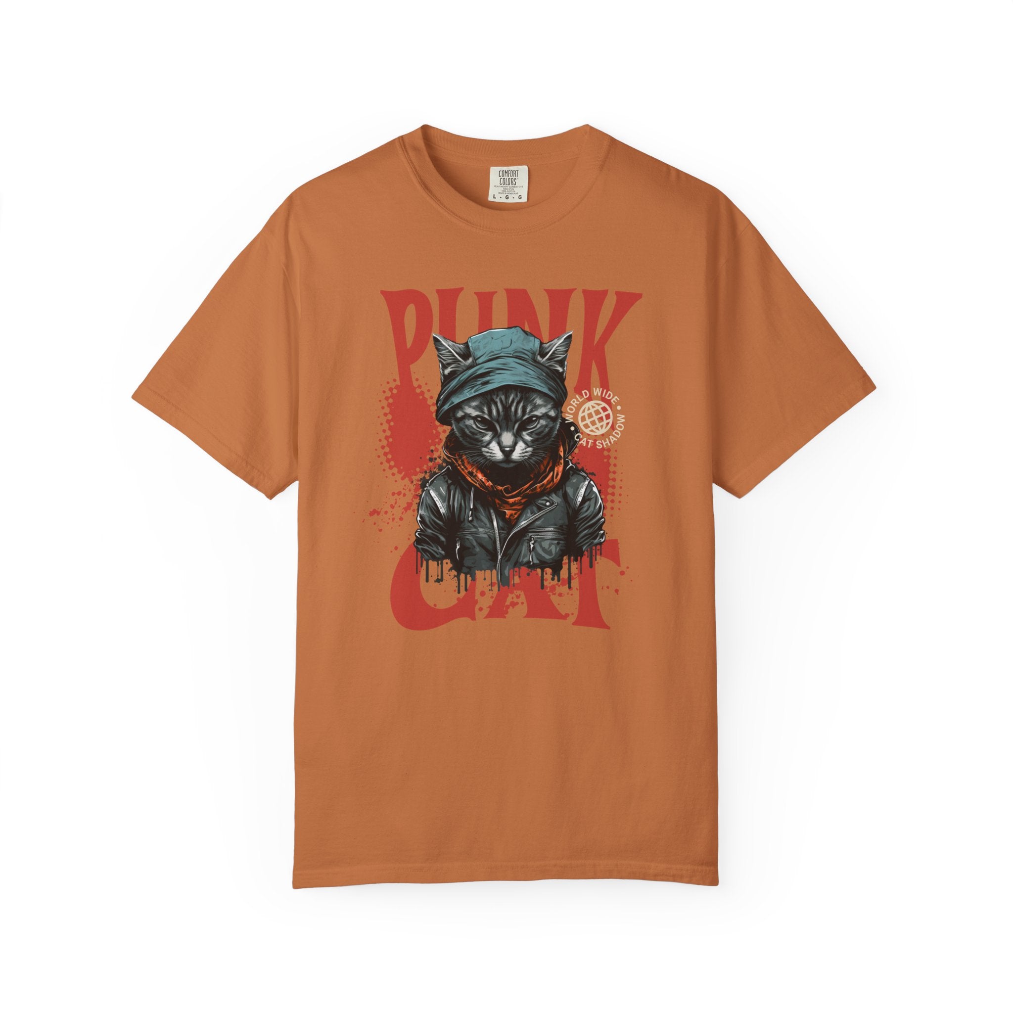 Punk Cat Graphic T-Shirt — Edgy Streetwear Tee with Biker Cat Design