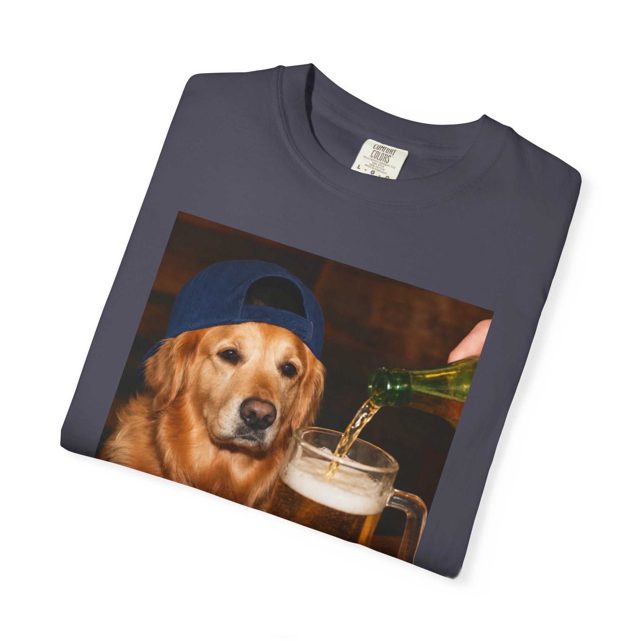 Golden Retriever Beer T-Shirt — Funny Dog Drinking Beer Graphic Tee