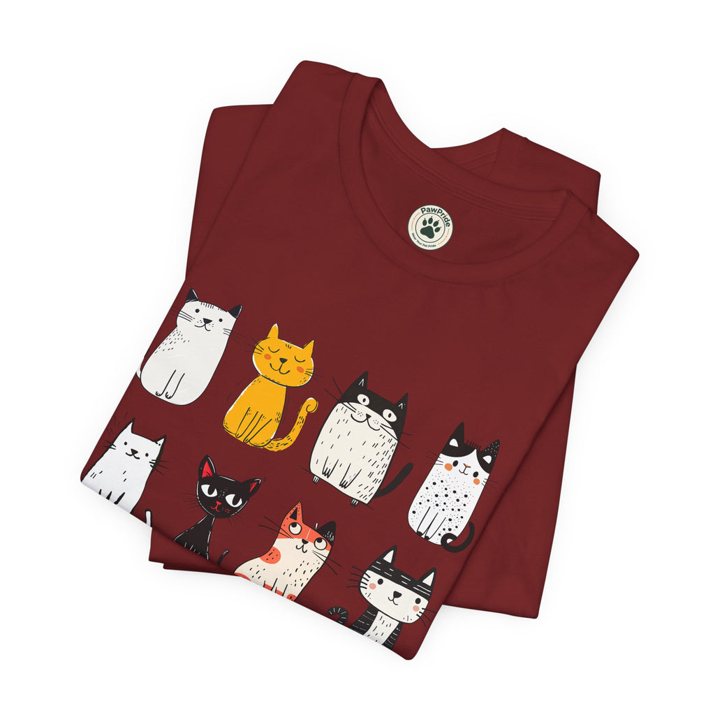 Purrfect Love Cat T-Shirt — Cute Cartoon Cats Tee for Cat Lovers