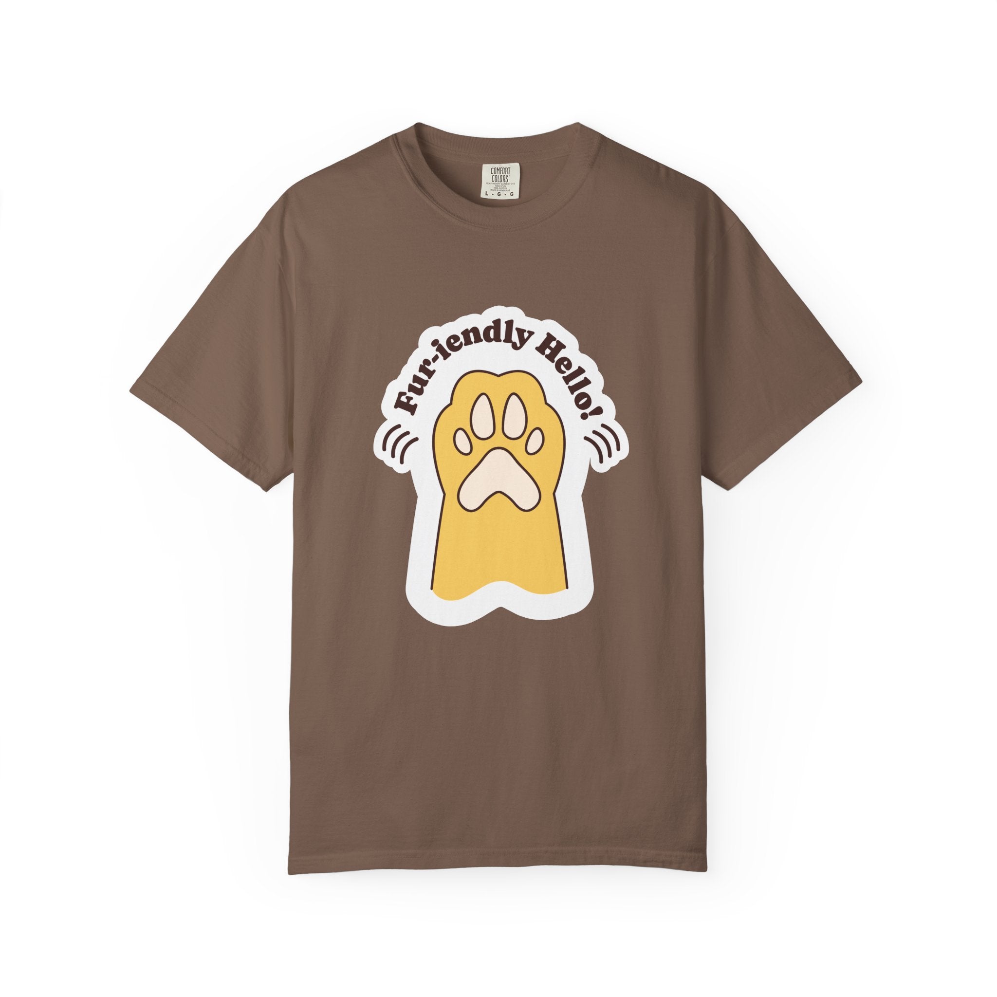 Pet Paw Graphic T-Shirt — "Fur-rendly Hello" Cute Animal Lover Tee