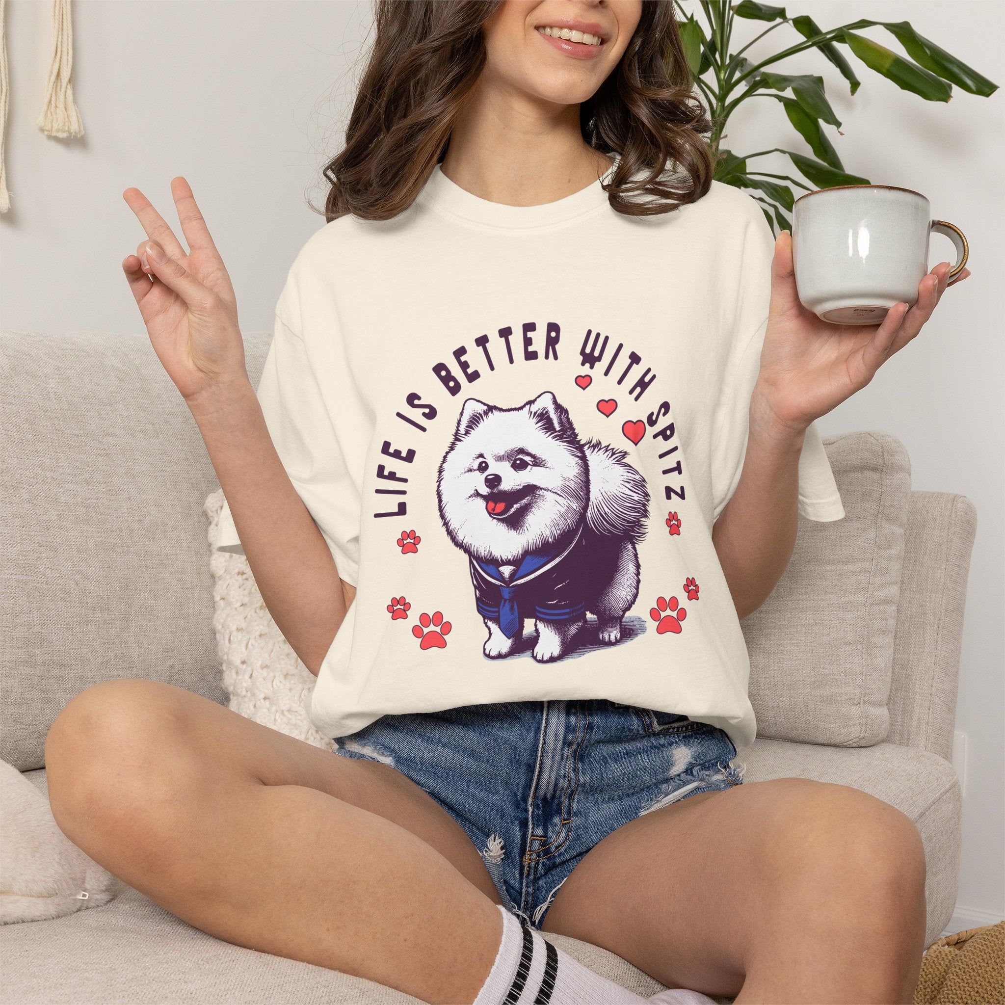 Spitz Love T-Shirt — "Life Is Better With Spitz" Cute Dog Graphic Tee