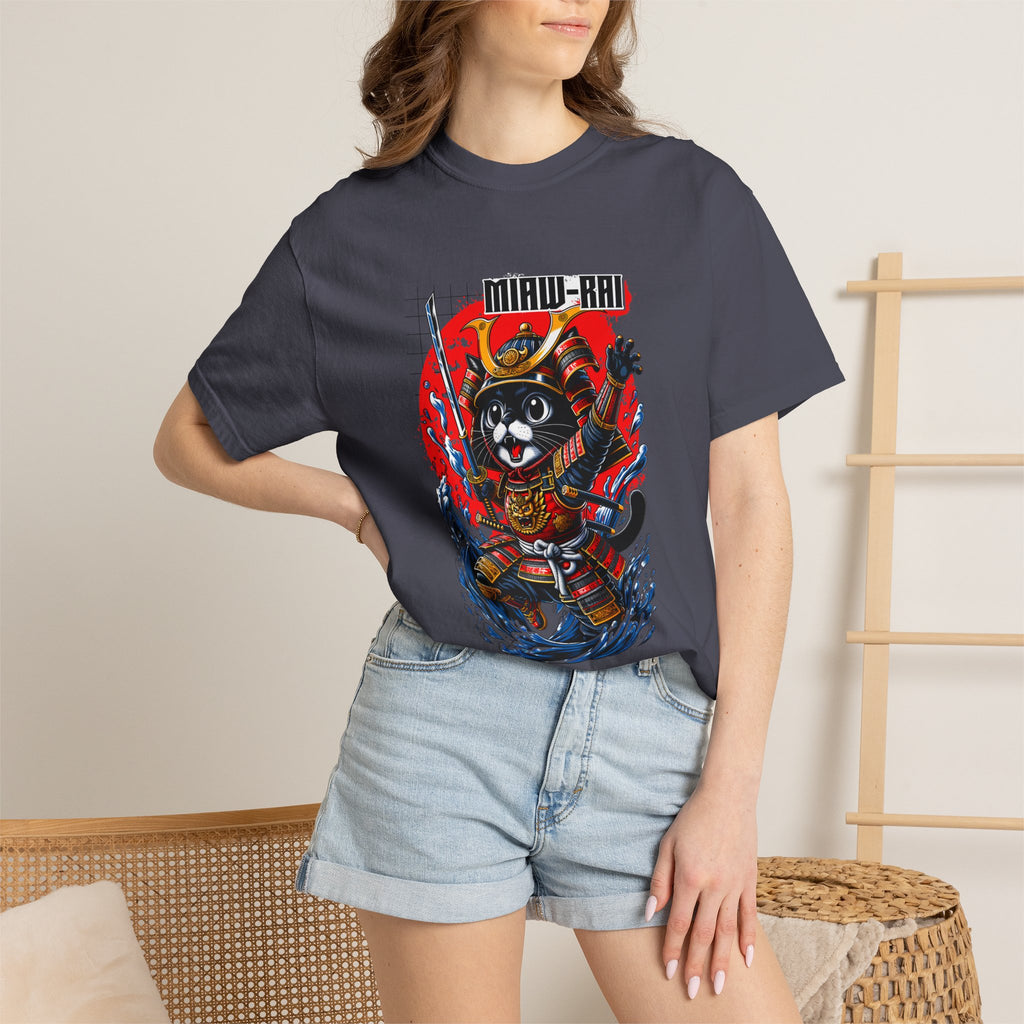 Samurai Cat T-Shirt — 'Neko-Ronin' Retro Japanese Warrior Graphic Tee
