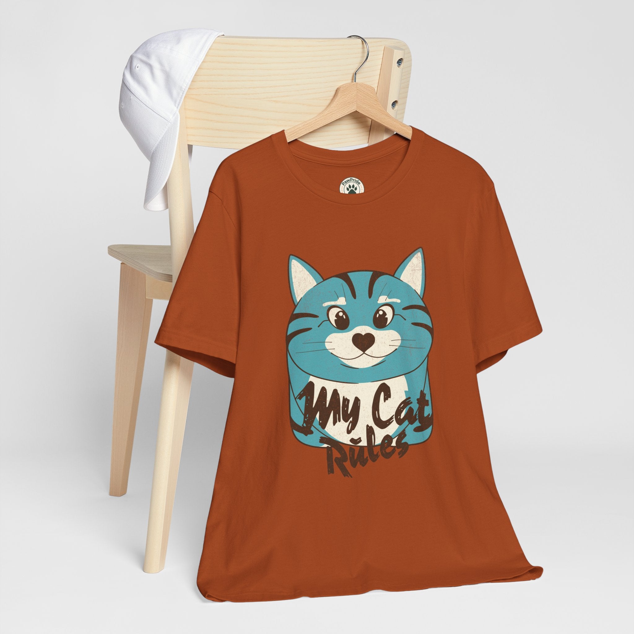 My Cat Rules T-Shirt — Cute Blue Cat Graphic Tee for Cat Lovers
