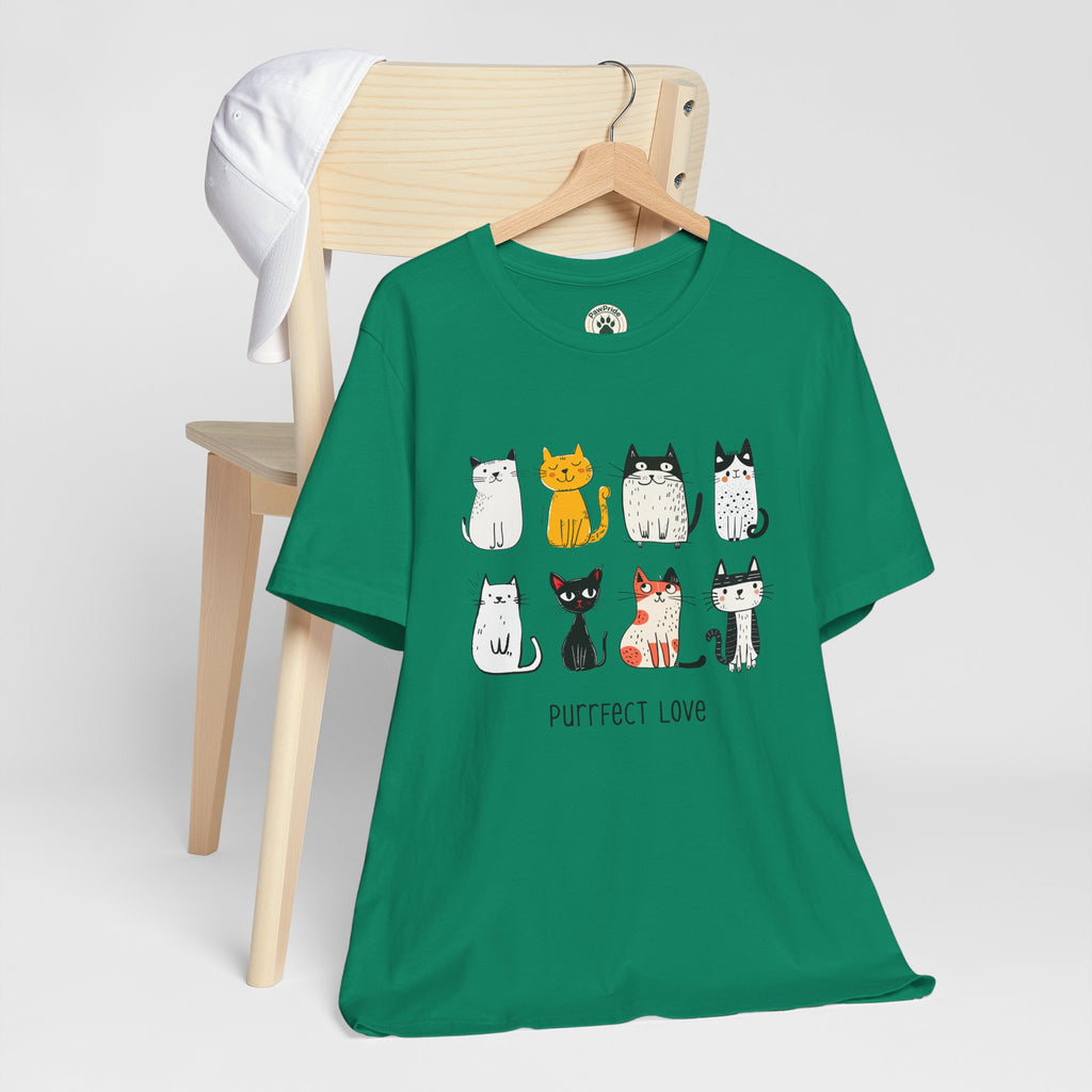 Purrfect Love Cat T-Shirt — Cute Cartoon Cats Tee for Cat Lovers