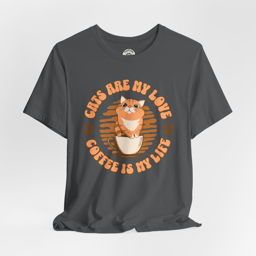 Cat & Coffee Tee — "Cats Are My Love, Coffee Is My Life" Cute Graphic T‑Shirt