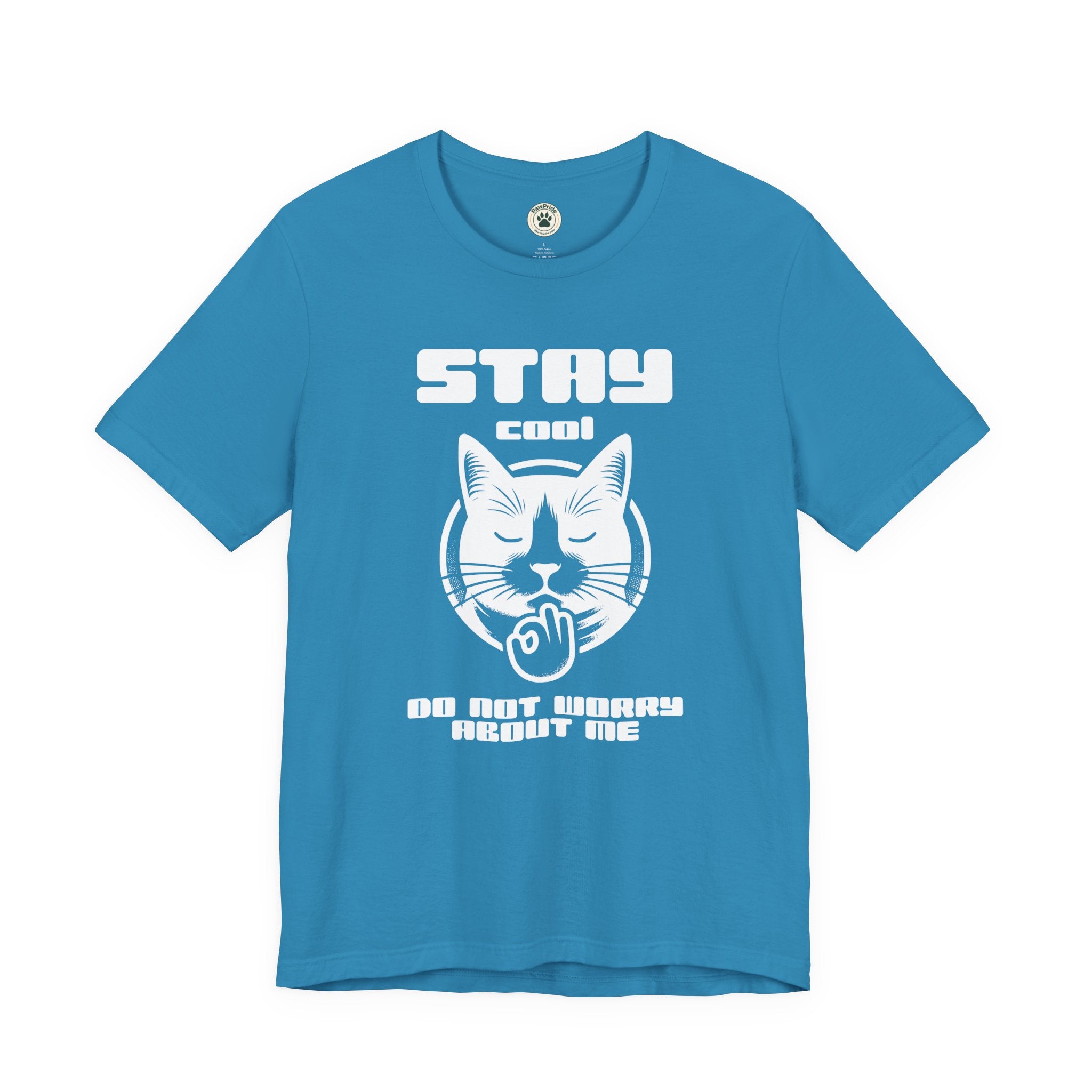 Stay Calm Cat T-Shirt — Cute Grumpy Cat Graphic Tee ("Stay Calm — Do Not Disturb" )