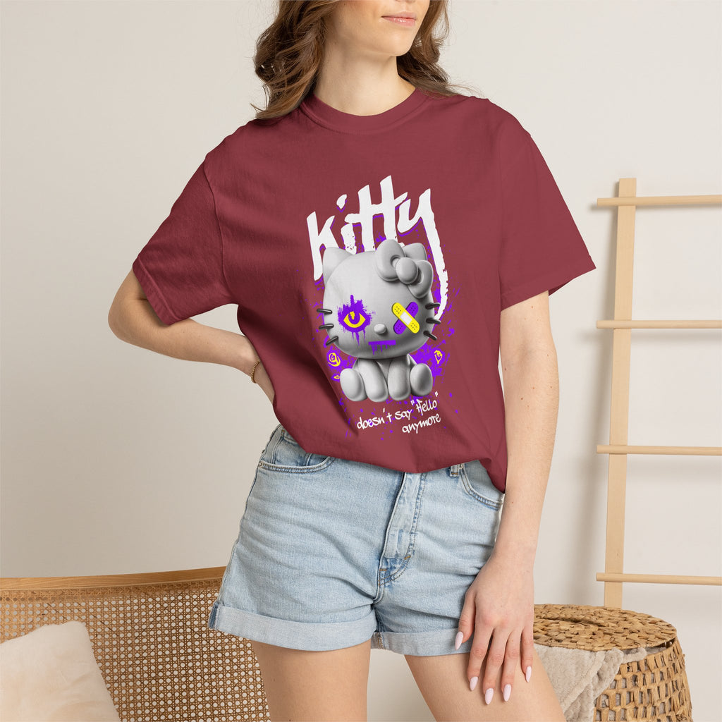 Kitty Cute Punk T-Shirt — 'doesn't say hello' Garment-Dyed Tee