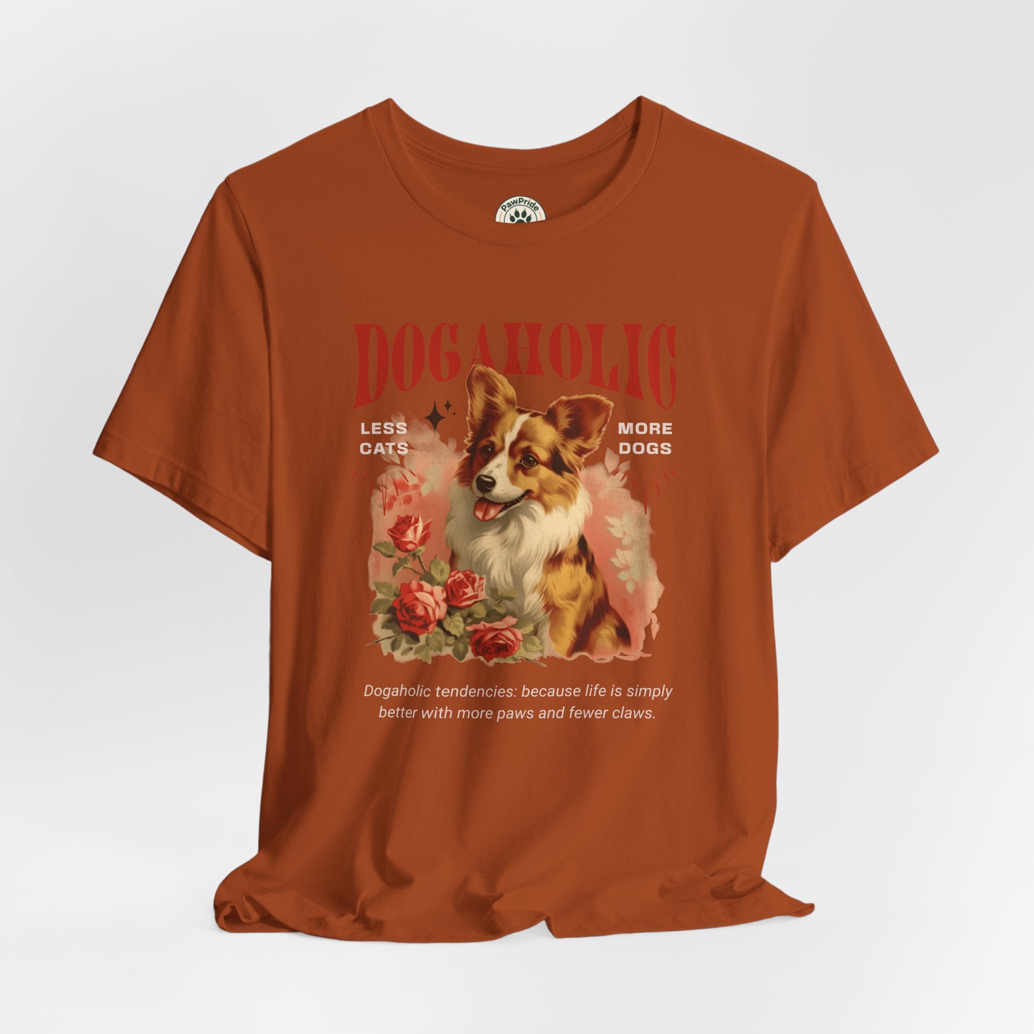 Dogaholic Graphic Tee — Vintage Floral Dog Lover T-Shirt