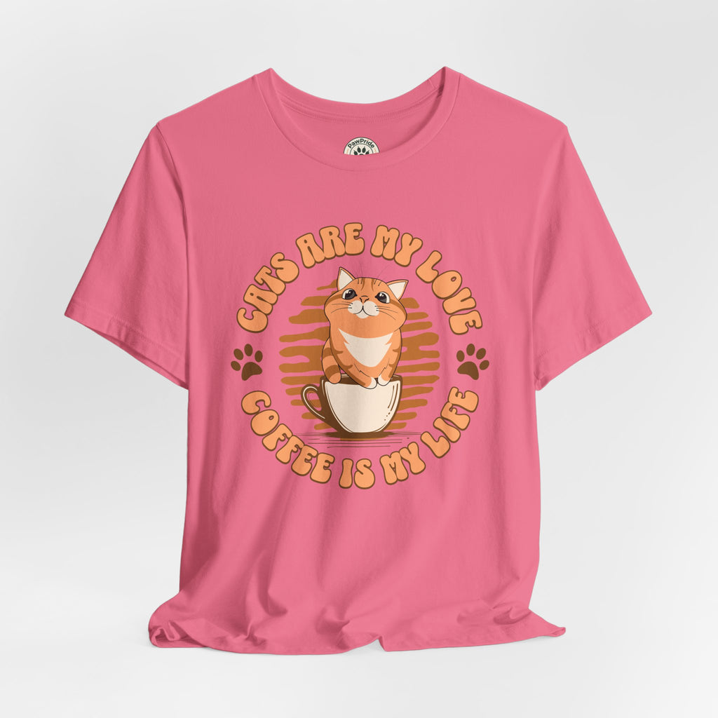 Cat & Coffee Tee — "Cats Are My Love, Coffee Is My Life" Cute Graphic T‑Shirt