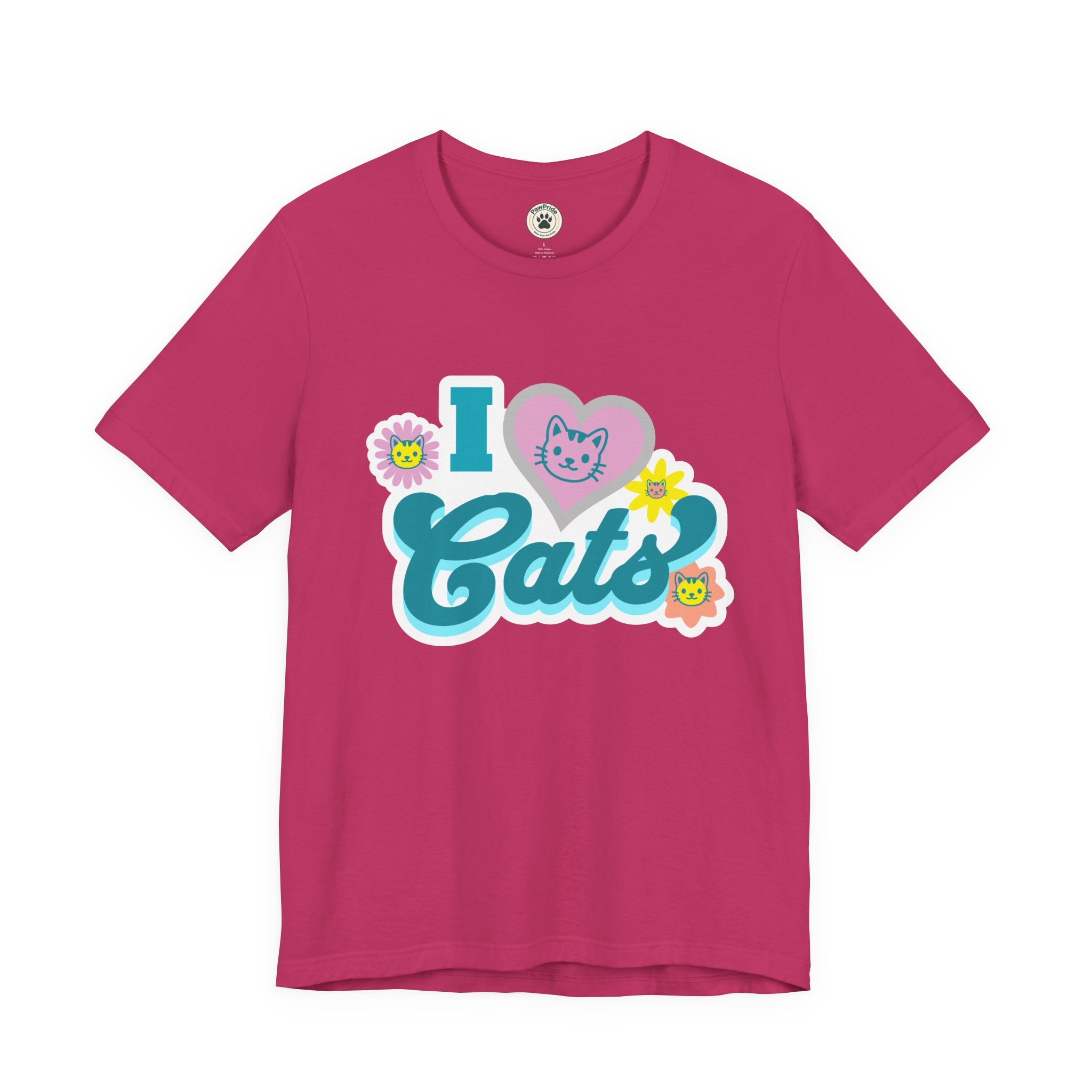 I  Cats Retro Floral Tee — Cute Cat Lover Graphic T-Shirt