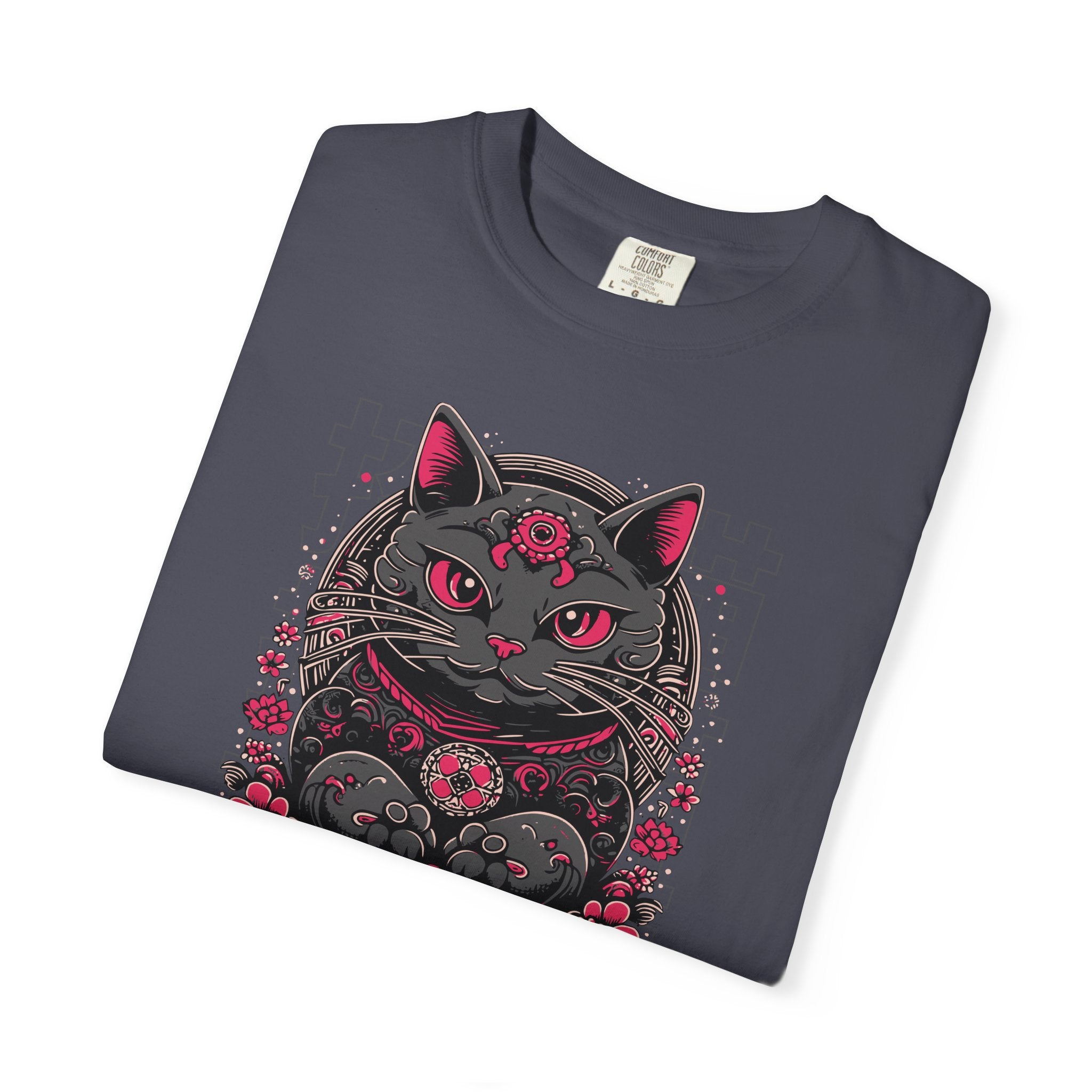 Lucky Cat Graphic T-Shirt — Gothic Maneki Neko Tee