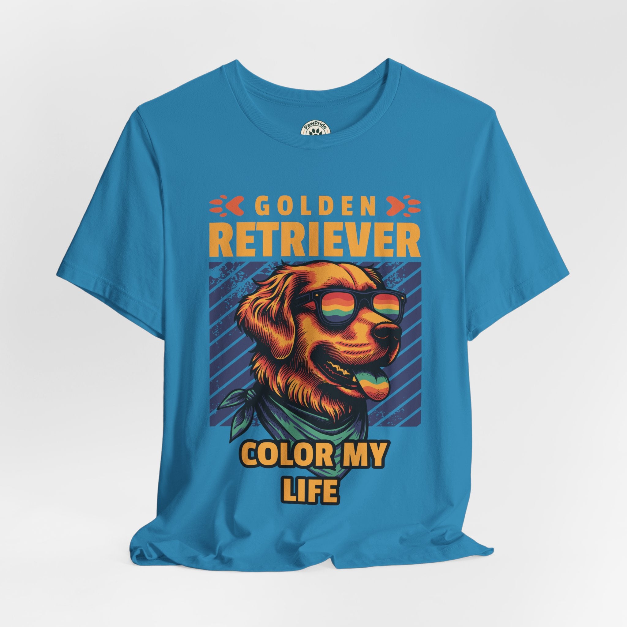 Golden Retriever T‑Shirt — 'Color My Life' Retro Dog Graphic Tee