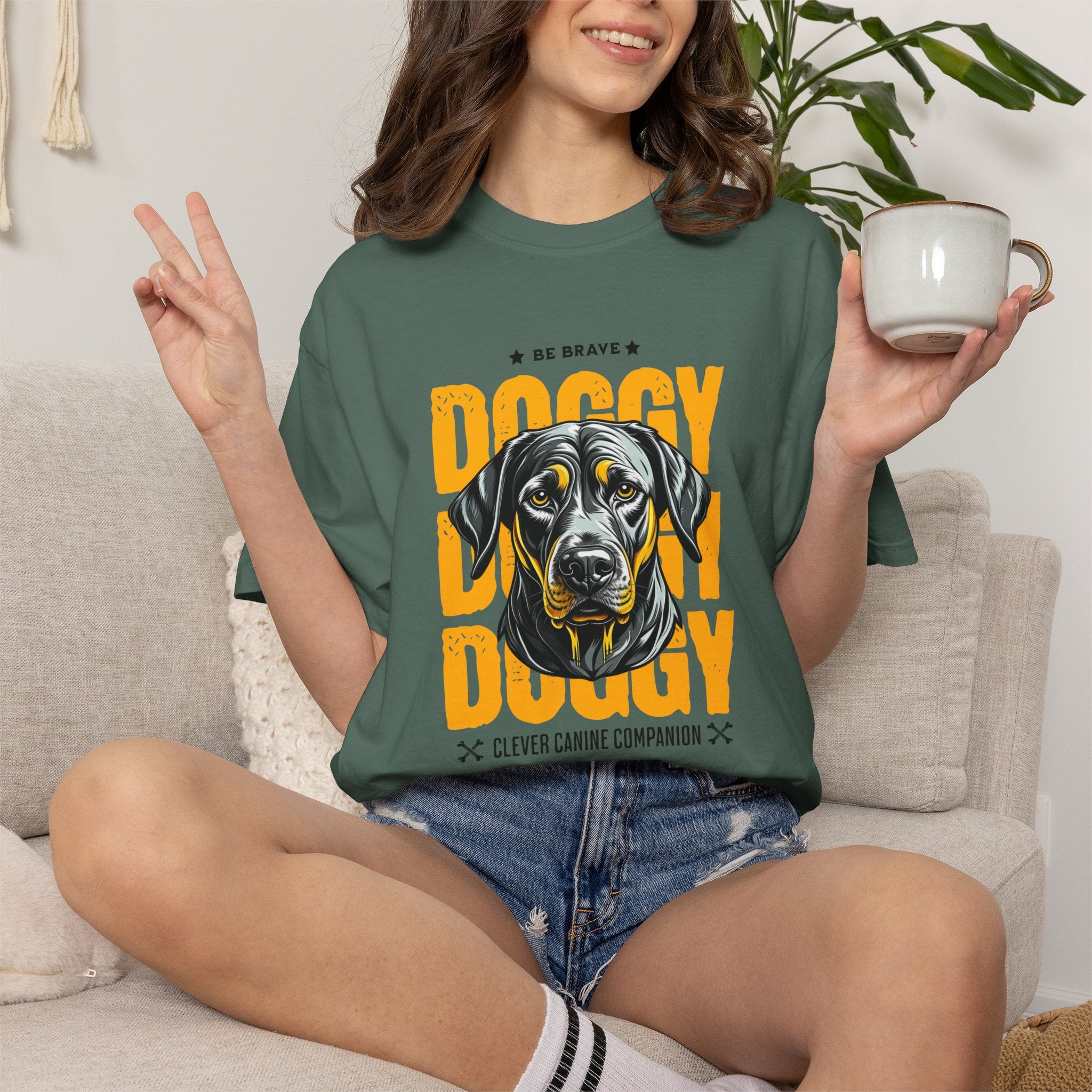 Doggy Doggy T-Shirt — Retro Black Lab Graphic Tee ('Be Brave')
