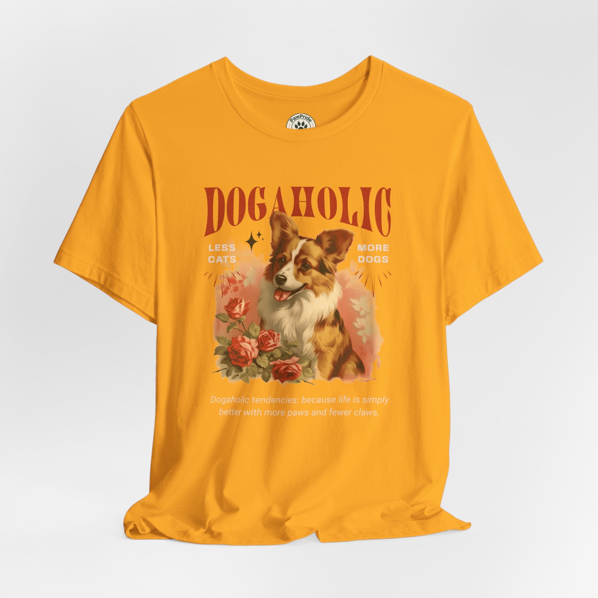 Dogaholic Graphic Tee — Vintage Floral Dog Lover T-Shirt