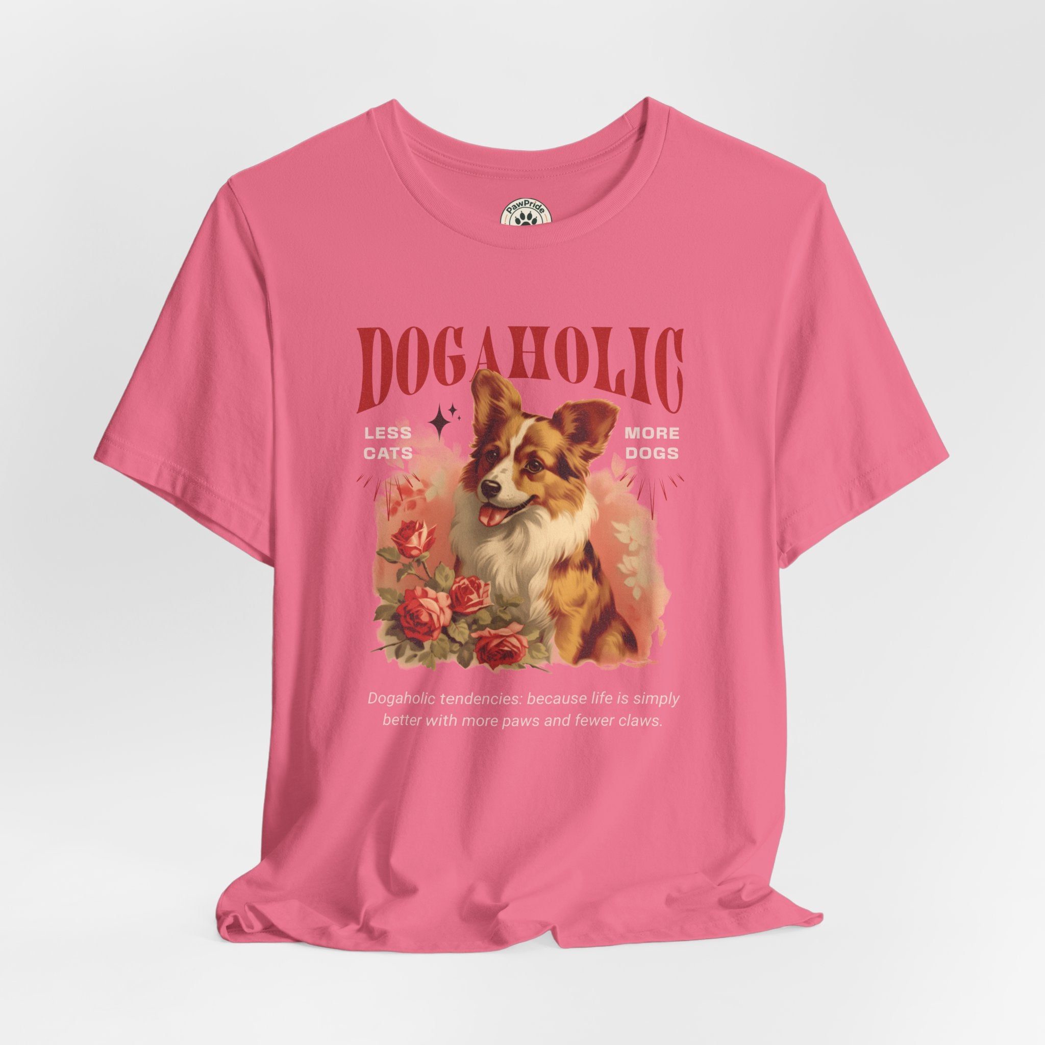Dogaholic Graphic Tee — Vintage Floral Dog Lover T-Shirt