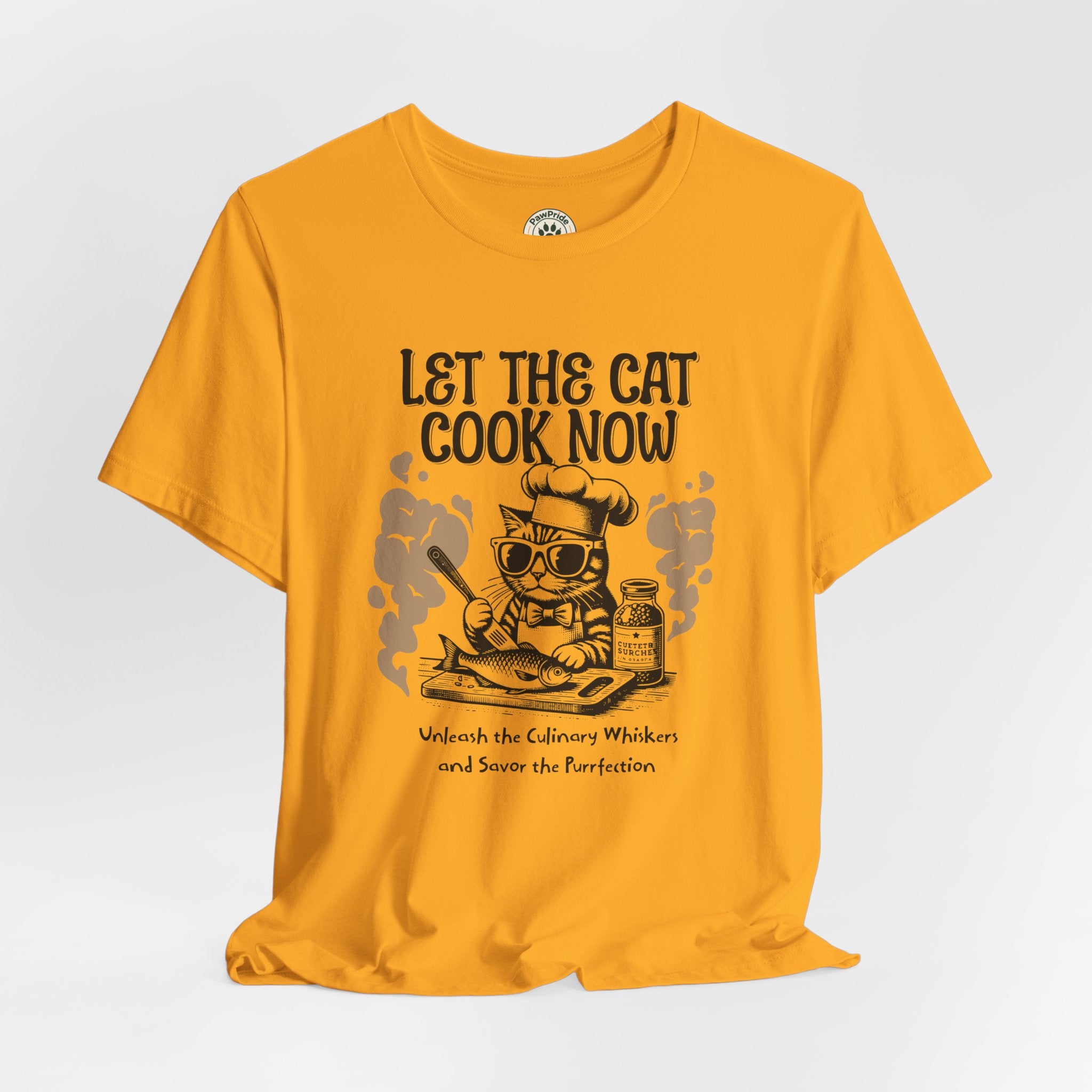 Let The Cat Cook Now T-Shirt — Funny Chef Cat Cooking Tee