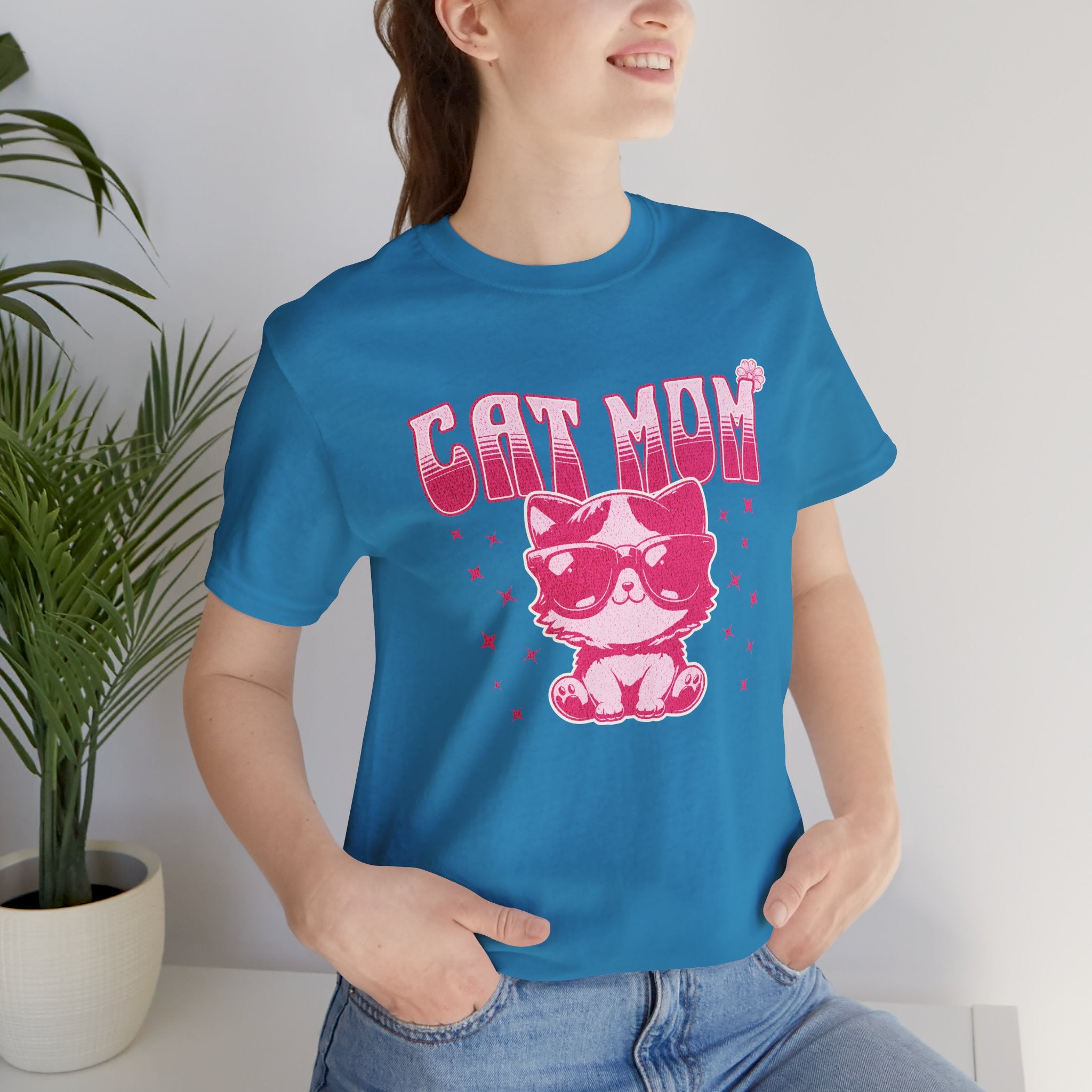 Cat Mom T-Shirt — Pink Cute Cat Graphic Tee