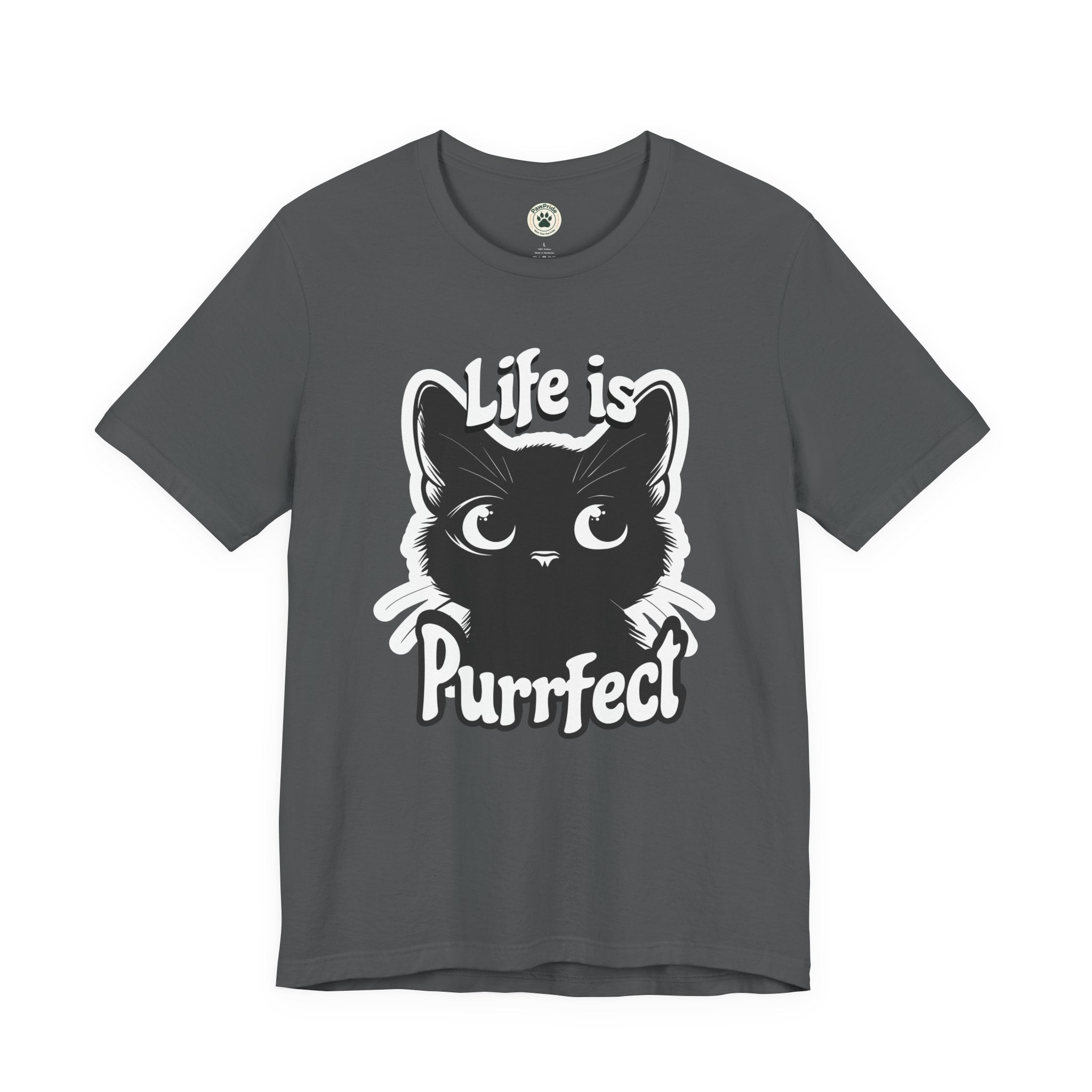 Life Is Purrfect Cat T-Shirt — Cute Black Kitten Graphic Tee for Cat Lovers