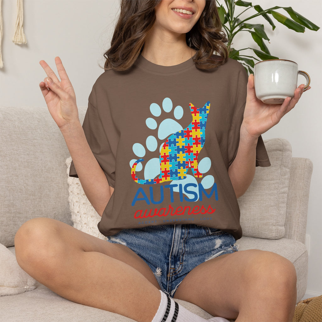 Autism Awareness Puzzle Cat T-Shirt — Support & Awareness Tee