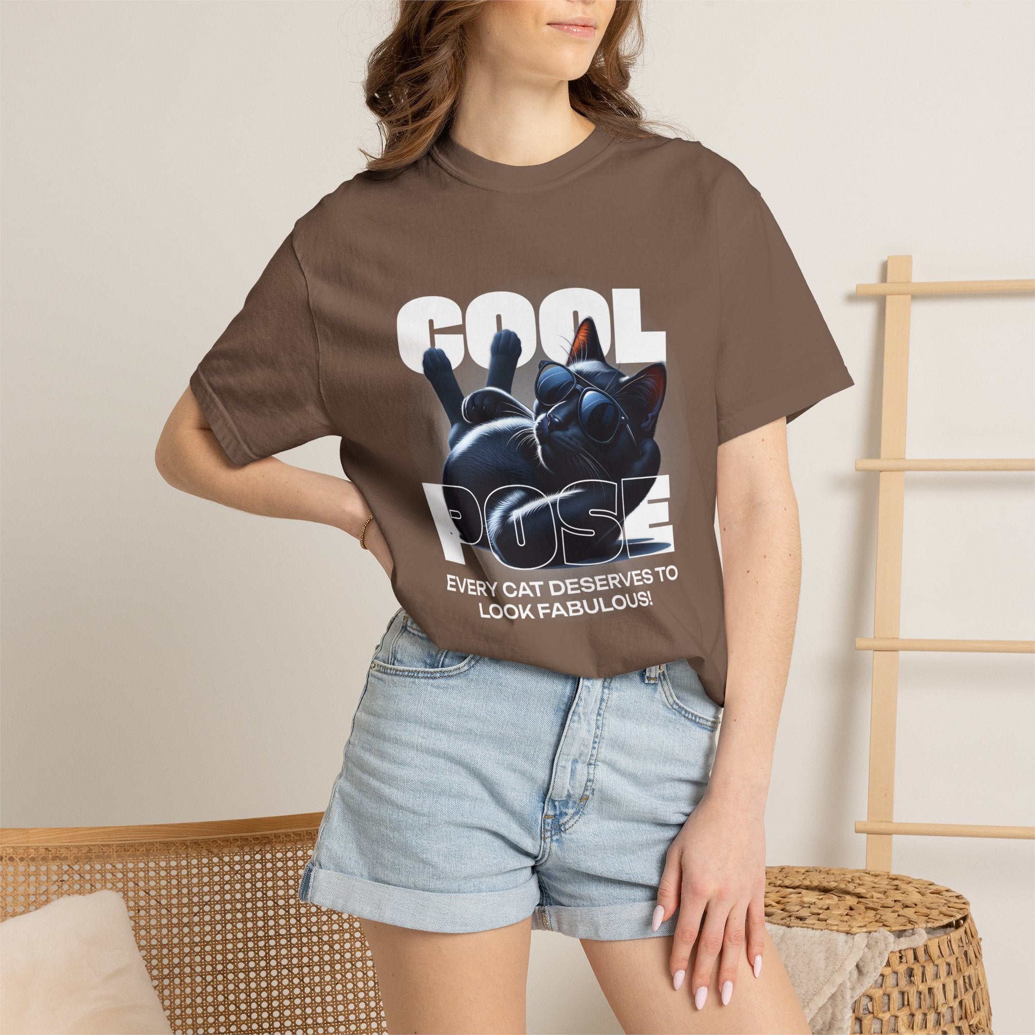 Cool Pose Cat T-Shirt — "Every Cat Deserves to Look Fabulous" Graphic Tee