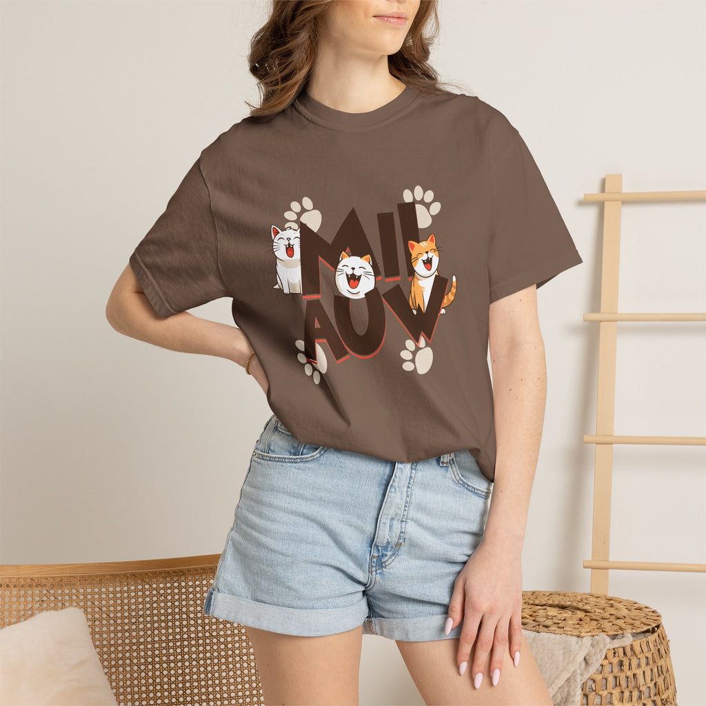 Cat Paw 'MIAOU' Graphic T-Shirt — Cute Cat Lover Tee