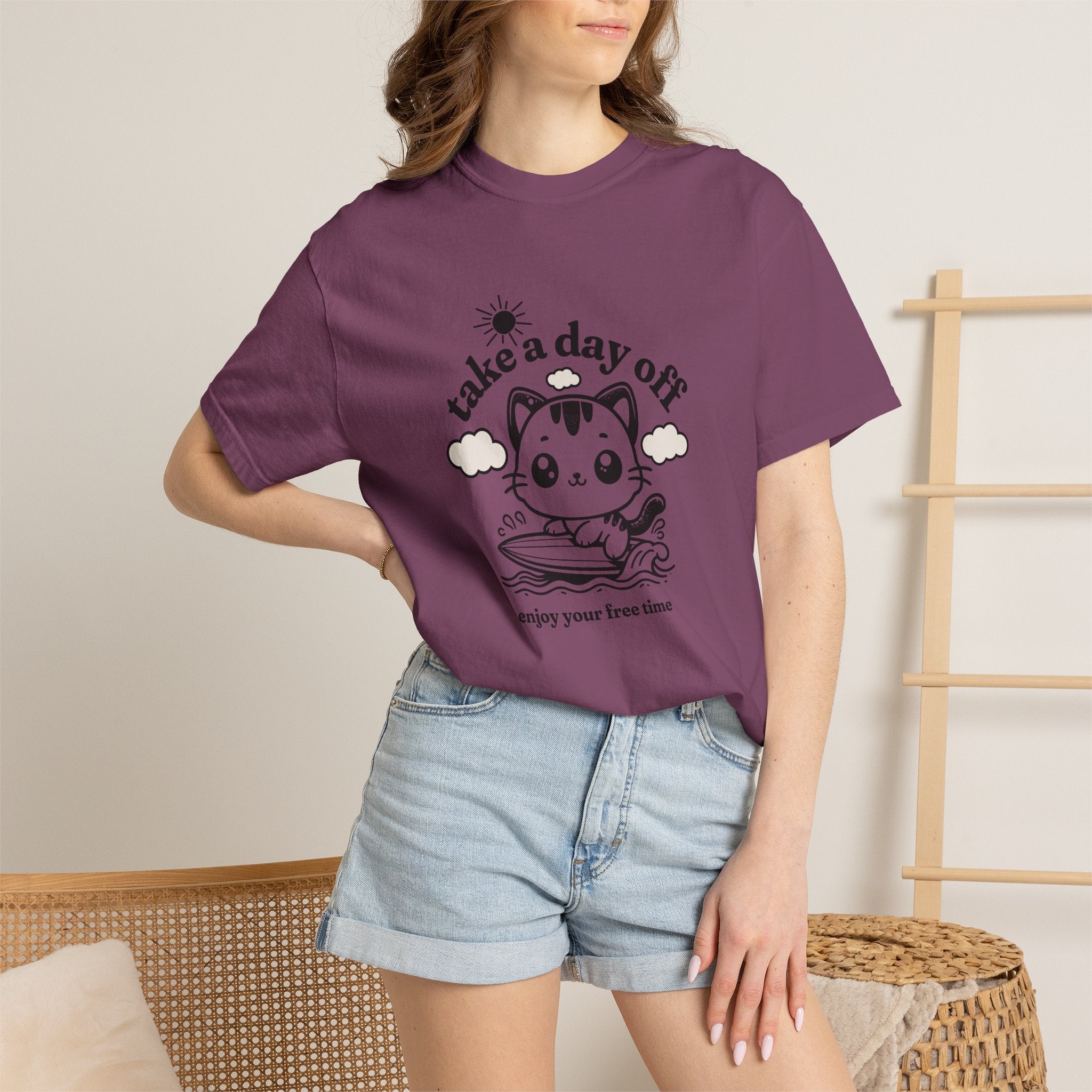 Take a Day Off Cat T-Shirt — Relaxing Kawaii Graphic Tee