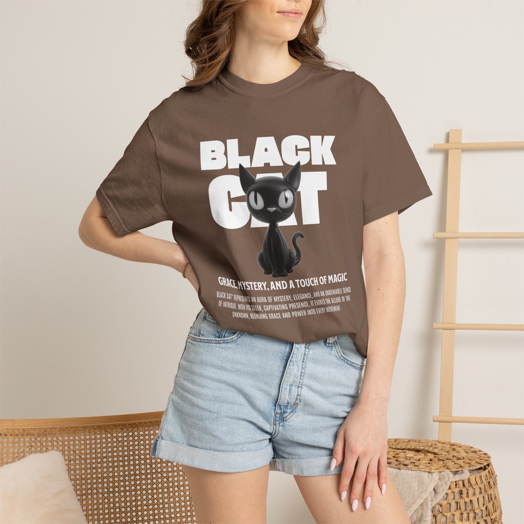 Black Cat Graphic T-Shirt — Cute Spooky Halloween Tee