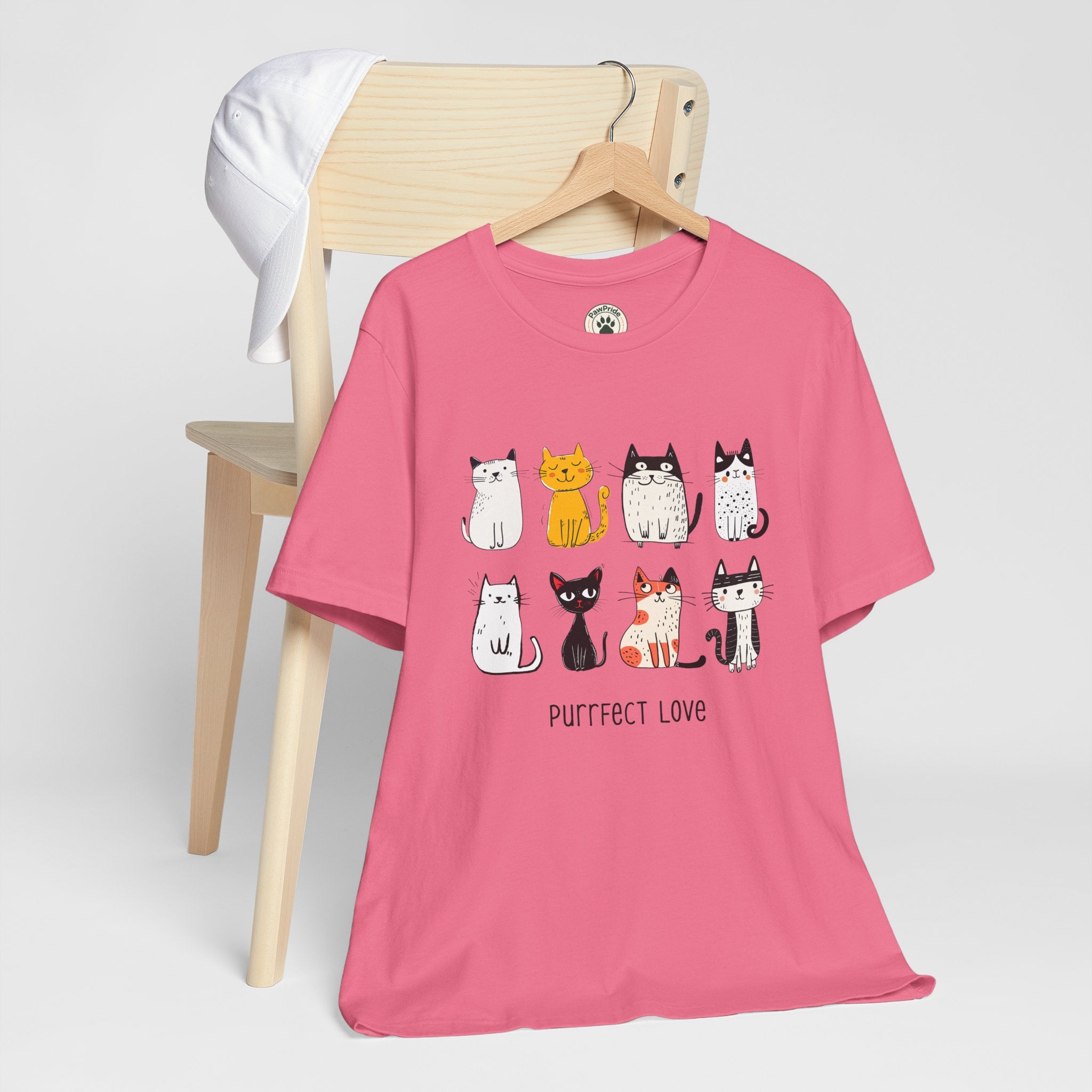 Purrfect Love Cat T-Shirt — Cute Cartoon Cats Tee for Cat Lovers