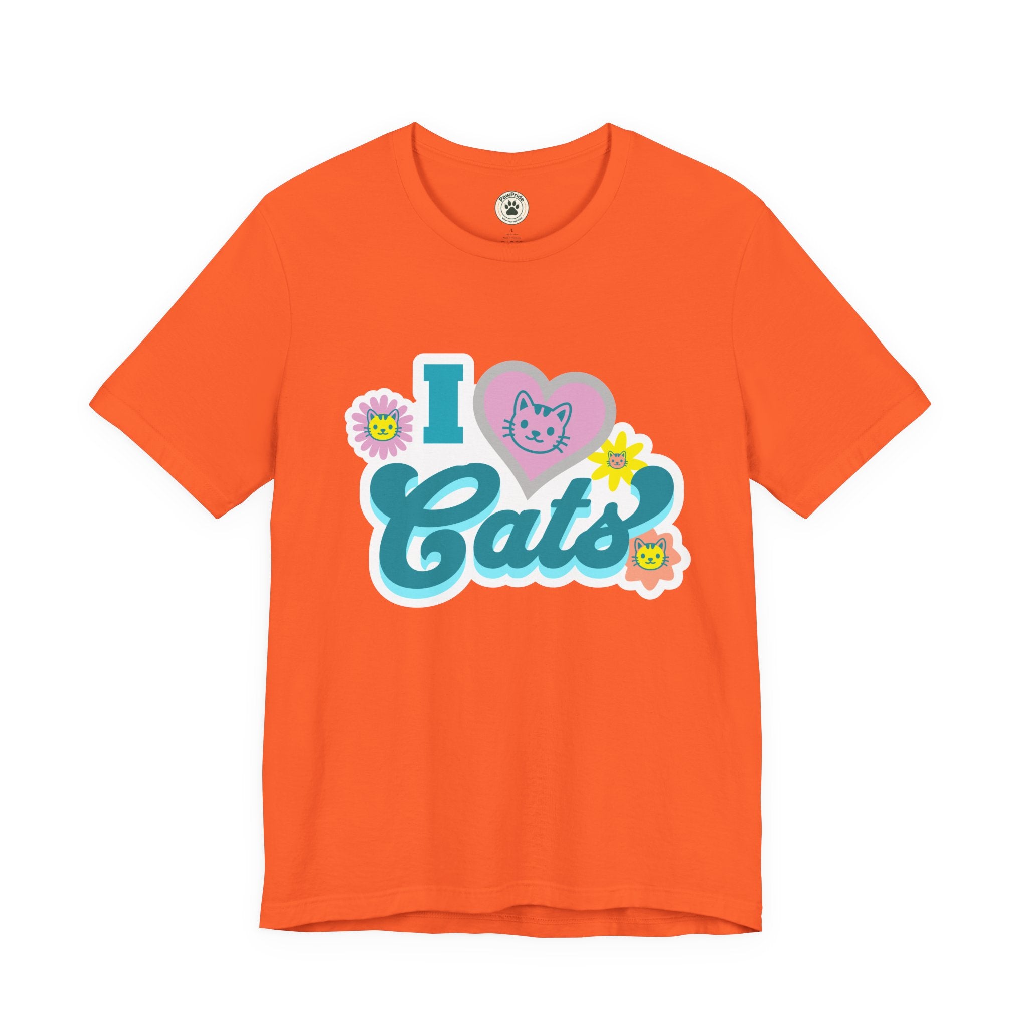I  Cats Retro Floral Tee — Cute Cat Lover Graphic T-Shirt