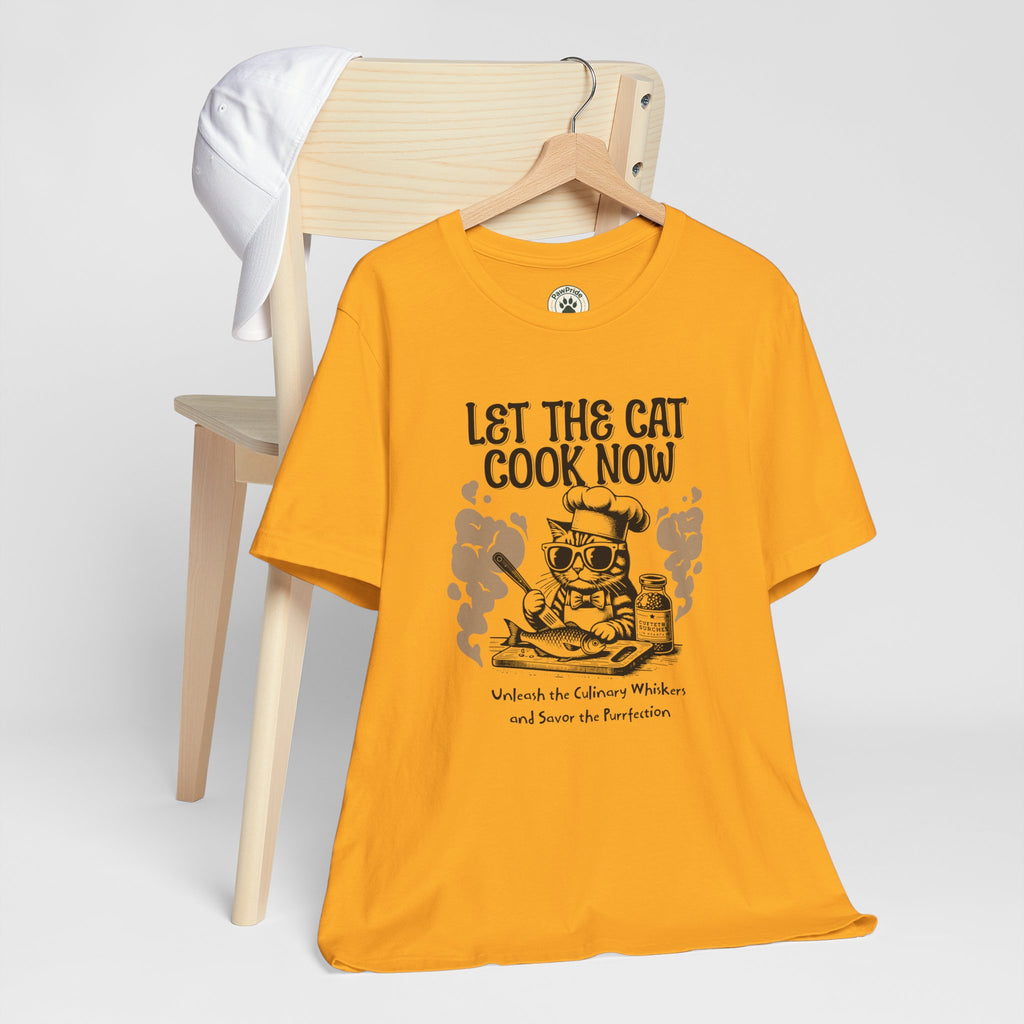 Let The Cat Cook Now T-Shirt — Funny Chef Cat Cooking Tee