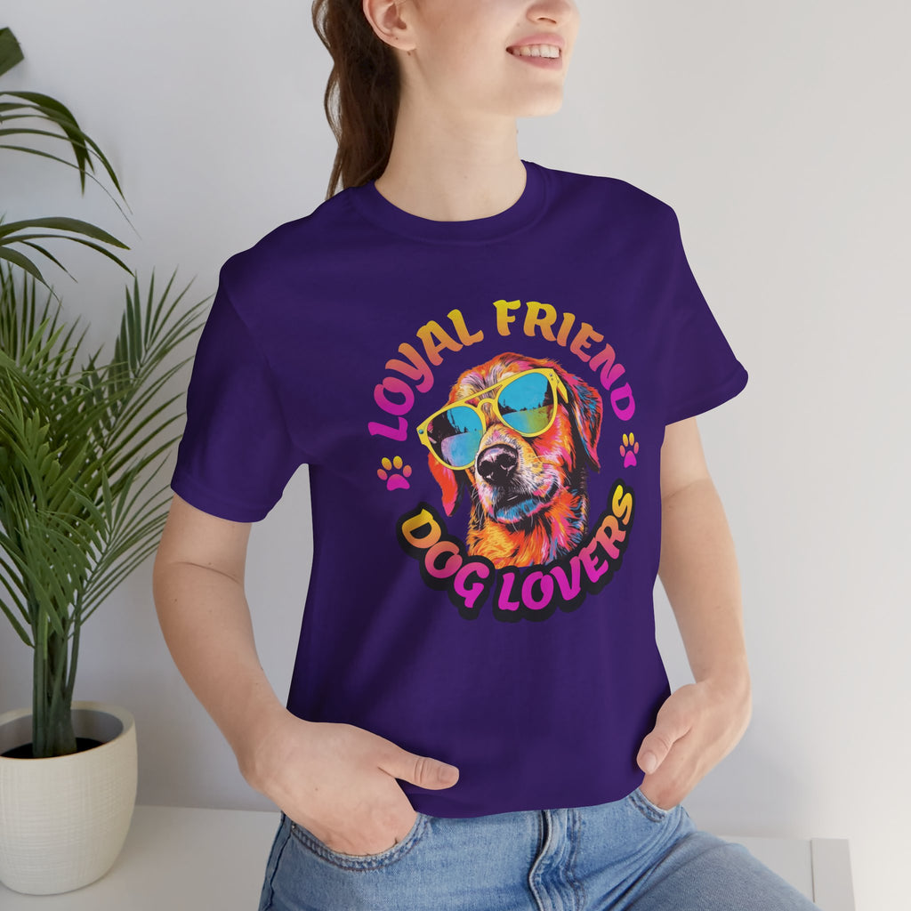 Dog Lovers T-Shirt — "Loyal Friend" Colorful Sunglasses Puppy Tee