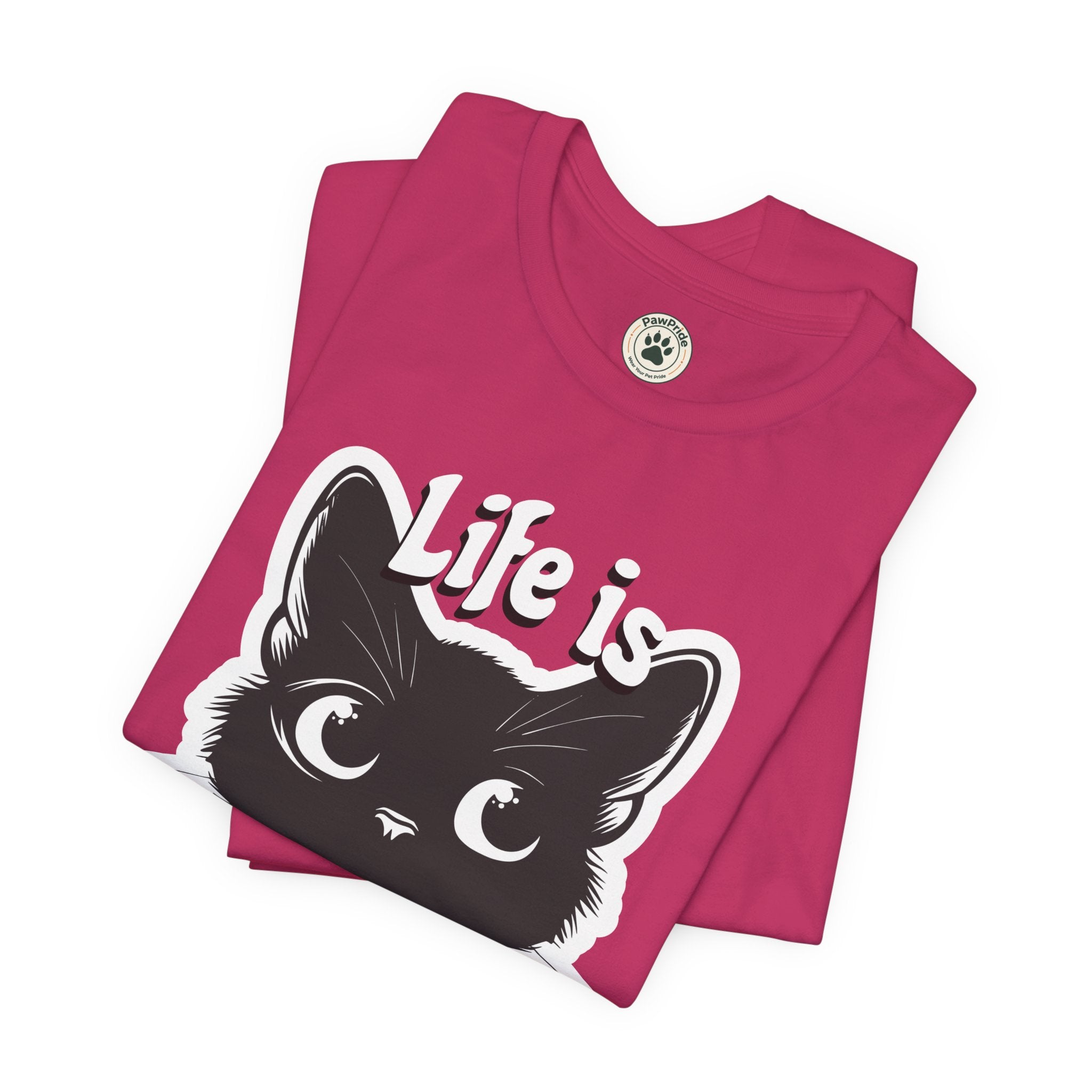 Life Is Purrfect Cat T-Shirt — Cute Black Kitten Graphic Tee for Cat Lovers