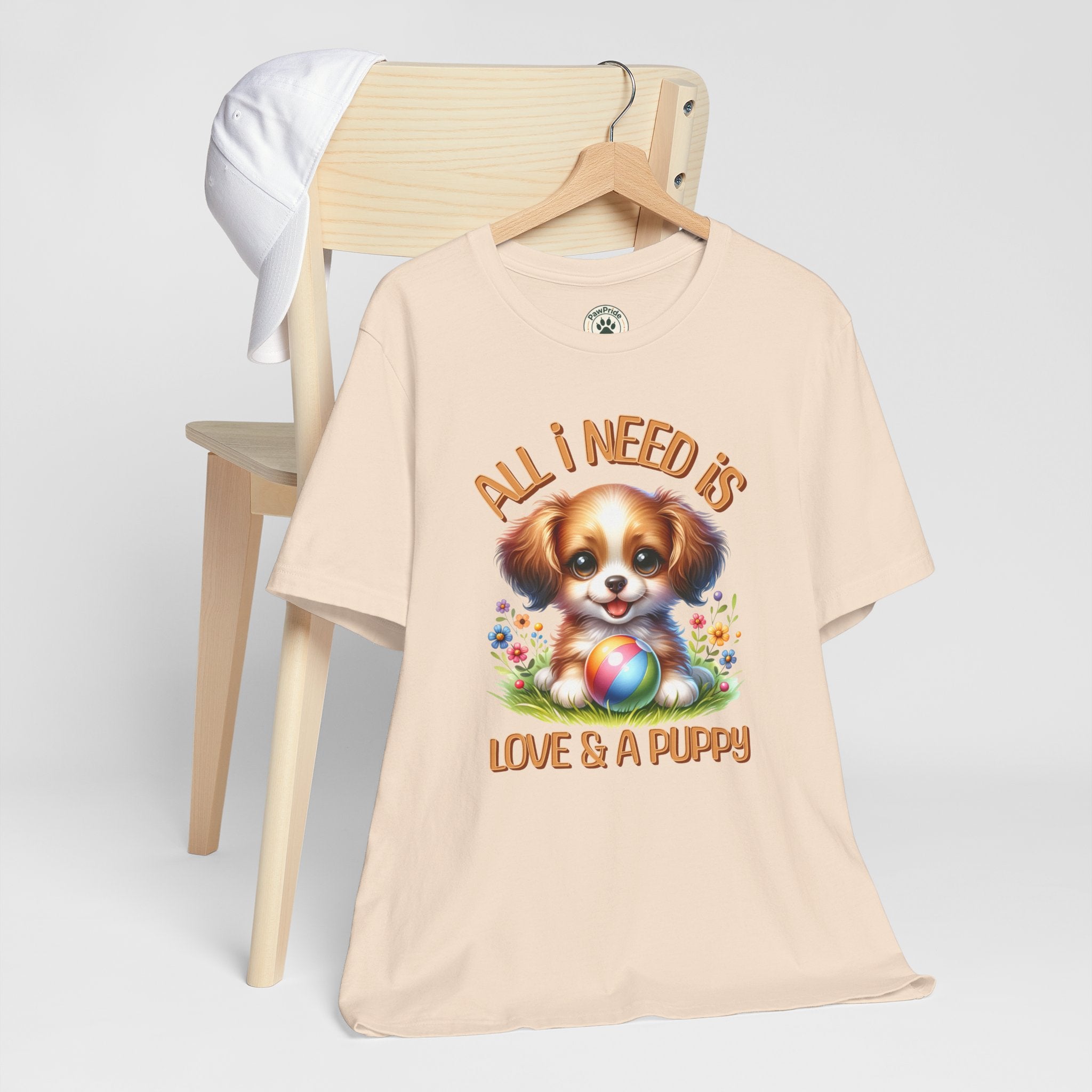 T-Shirt — "All I Need Is Love & a Puppy" Cute Puppy Graphic Tee