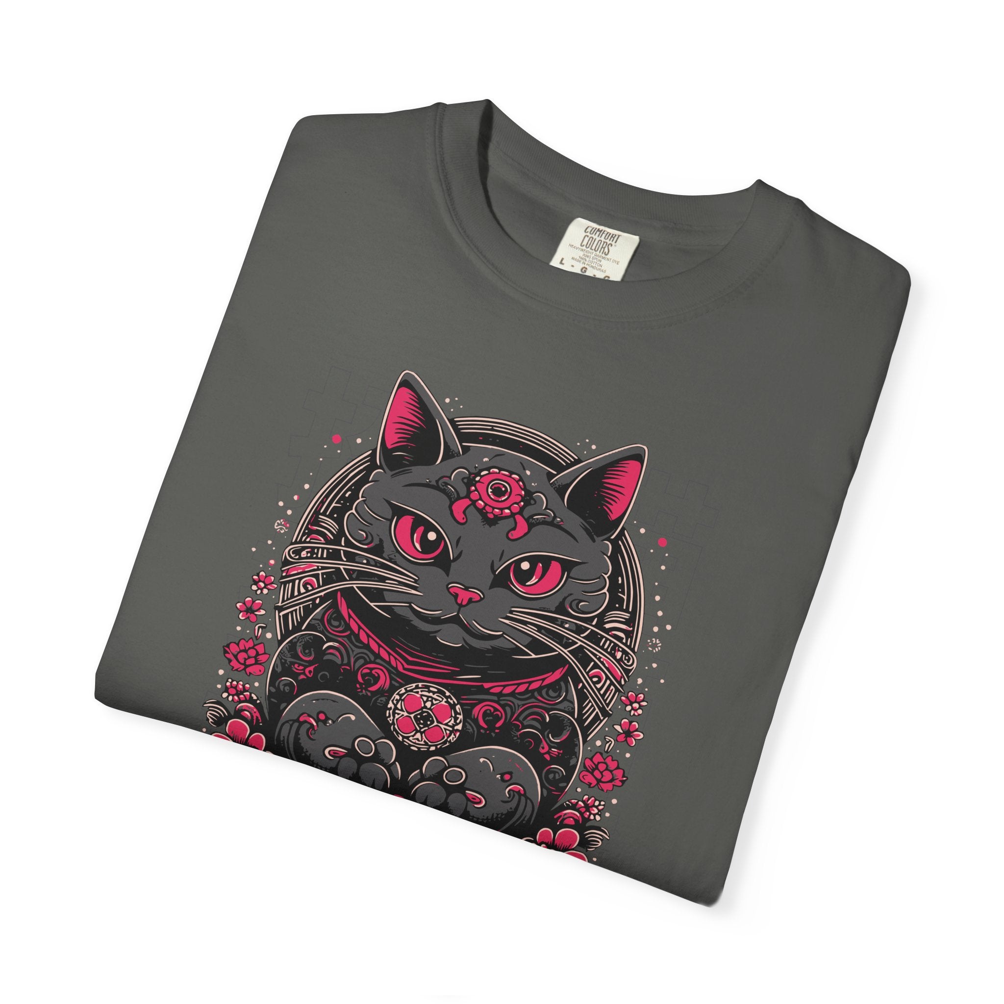 Lucky Cat Graphic T-Shirt — Gothic Maneki Neko Tee