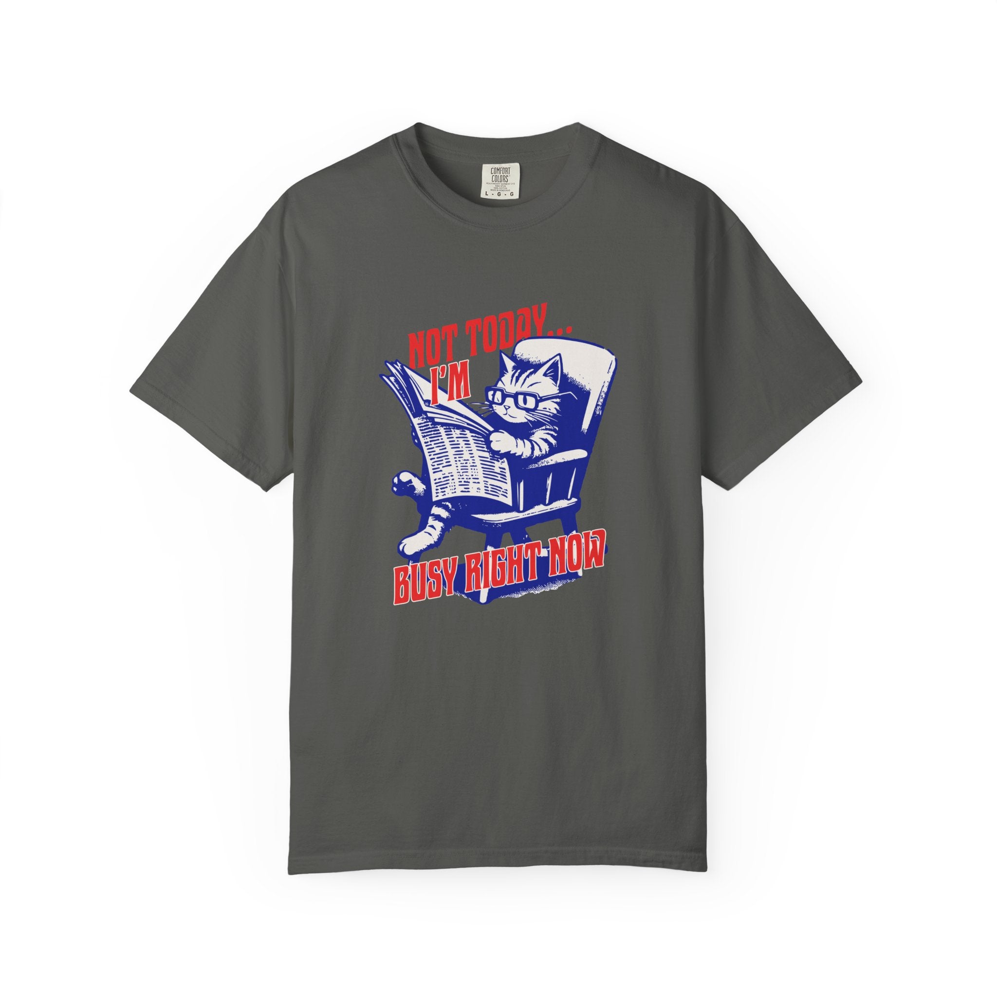 Cat Reading T-Shirt — "Not Today... I'm Busy Right Now" Vintage Graphic Tee