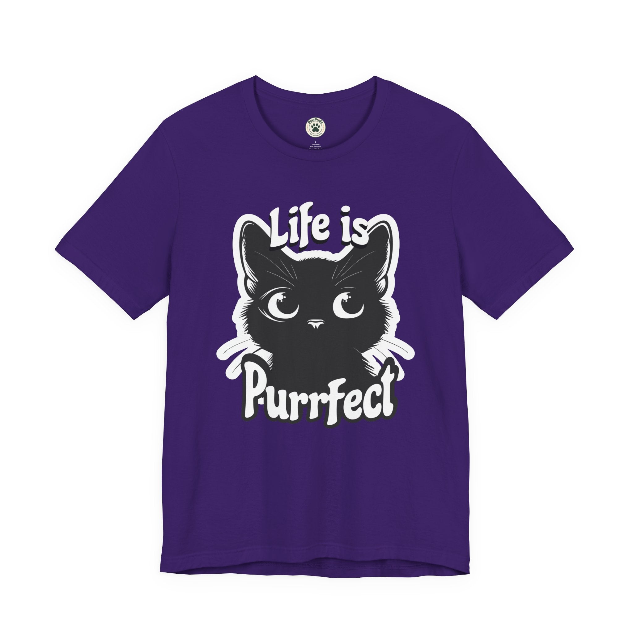 Life Is Purrfect Cat T-Shirt — Cute Black Kitten Graphic Tee for Cat Lovers