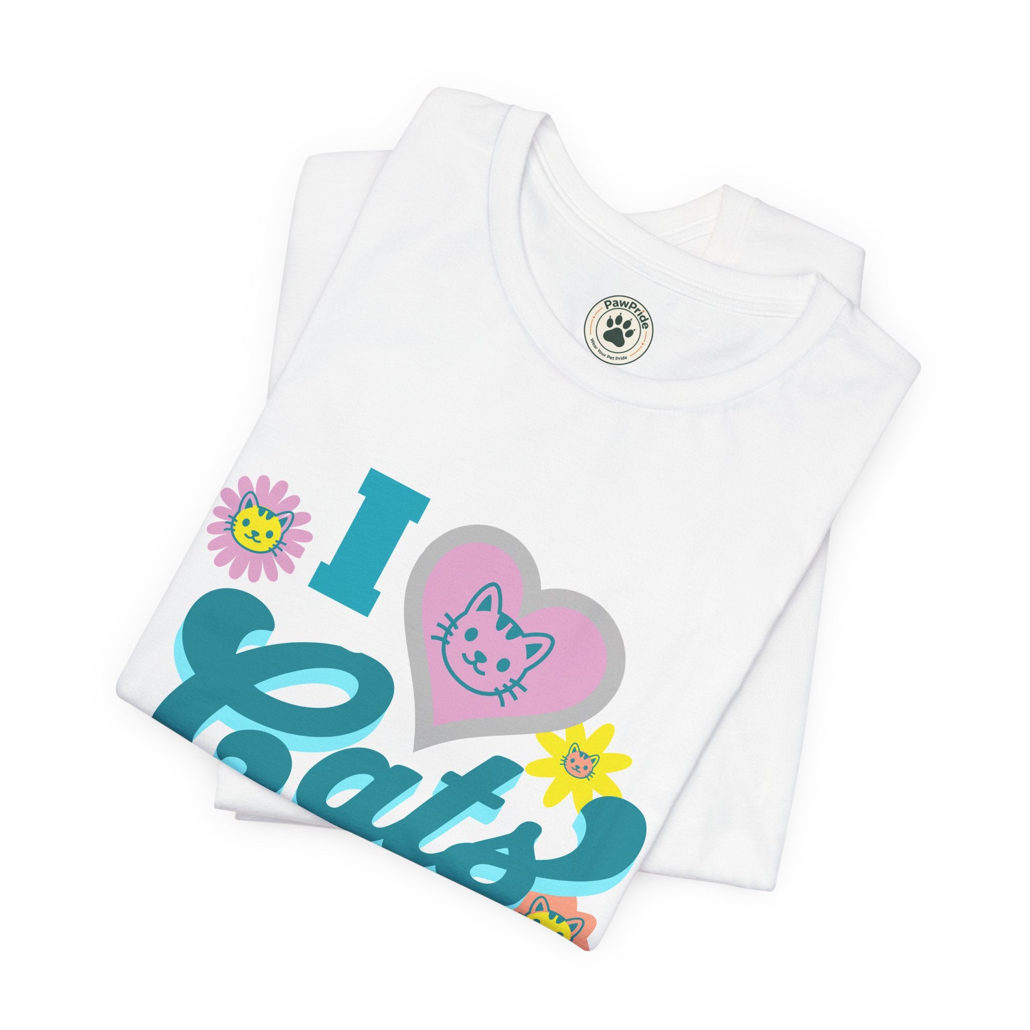 I  Cats Retro Floral Tee — Cute Cat Lover Graphic T-Shirt