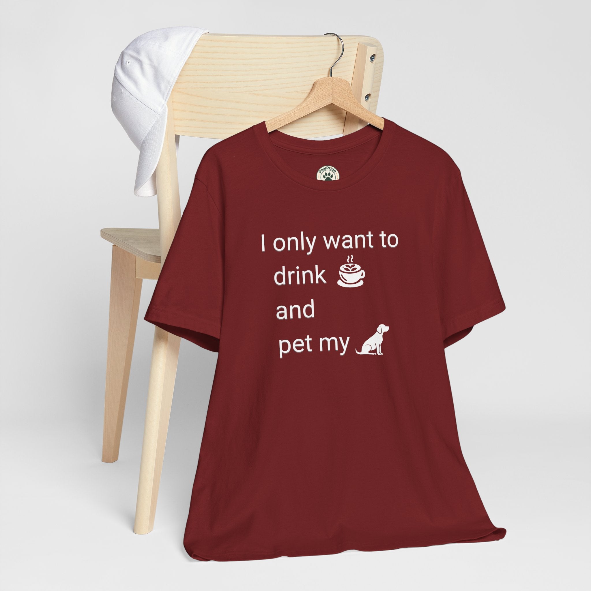 Coffee & Dog Lover T‑Shirt — "I only want to drink and pet my" Graphic Tee