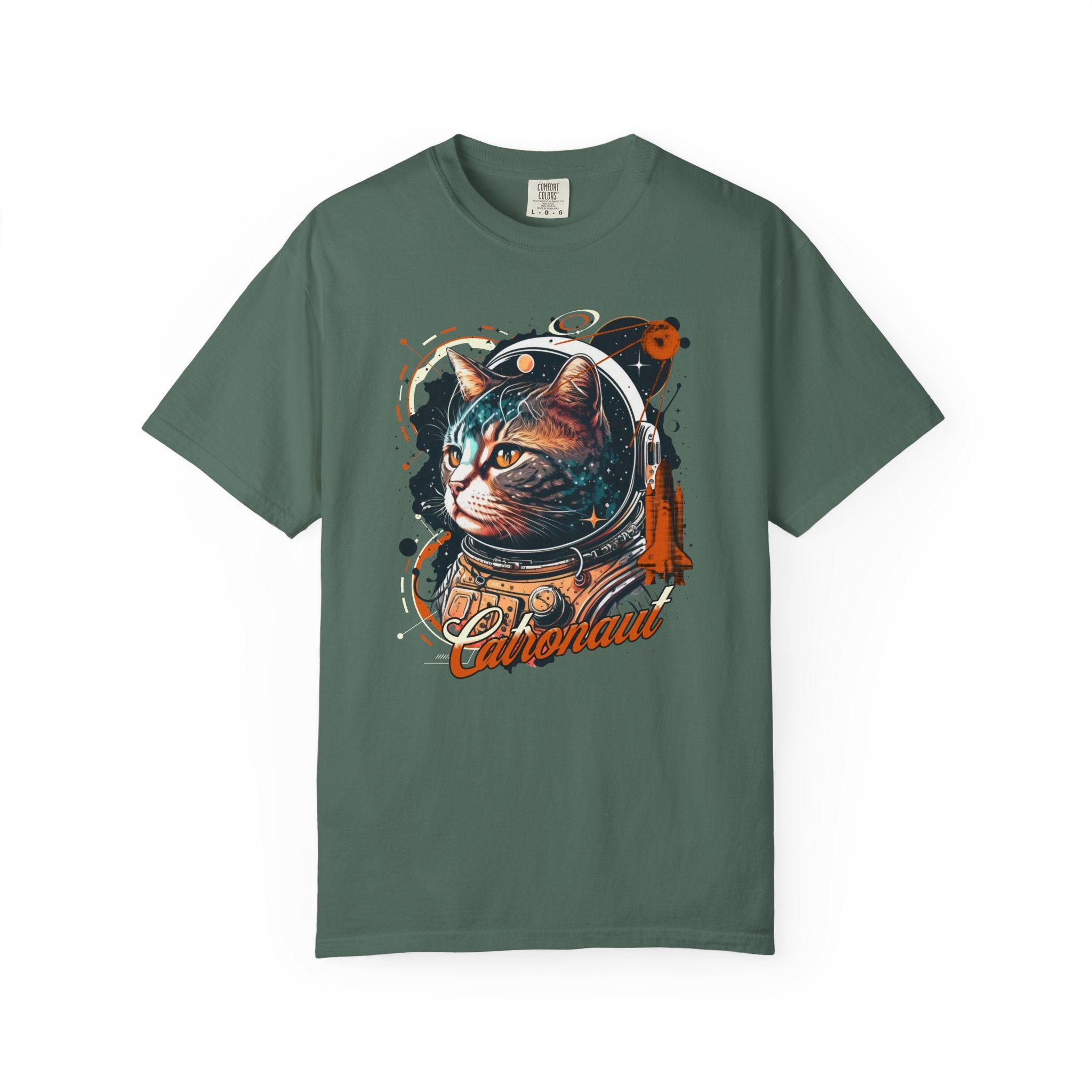Astronaut Cat Graphic T-Shirt — 'Cabonaut' Retro Space Helmet Tee