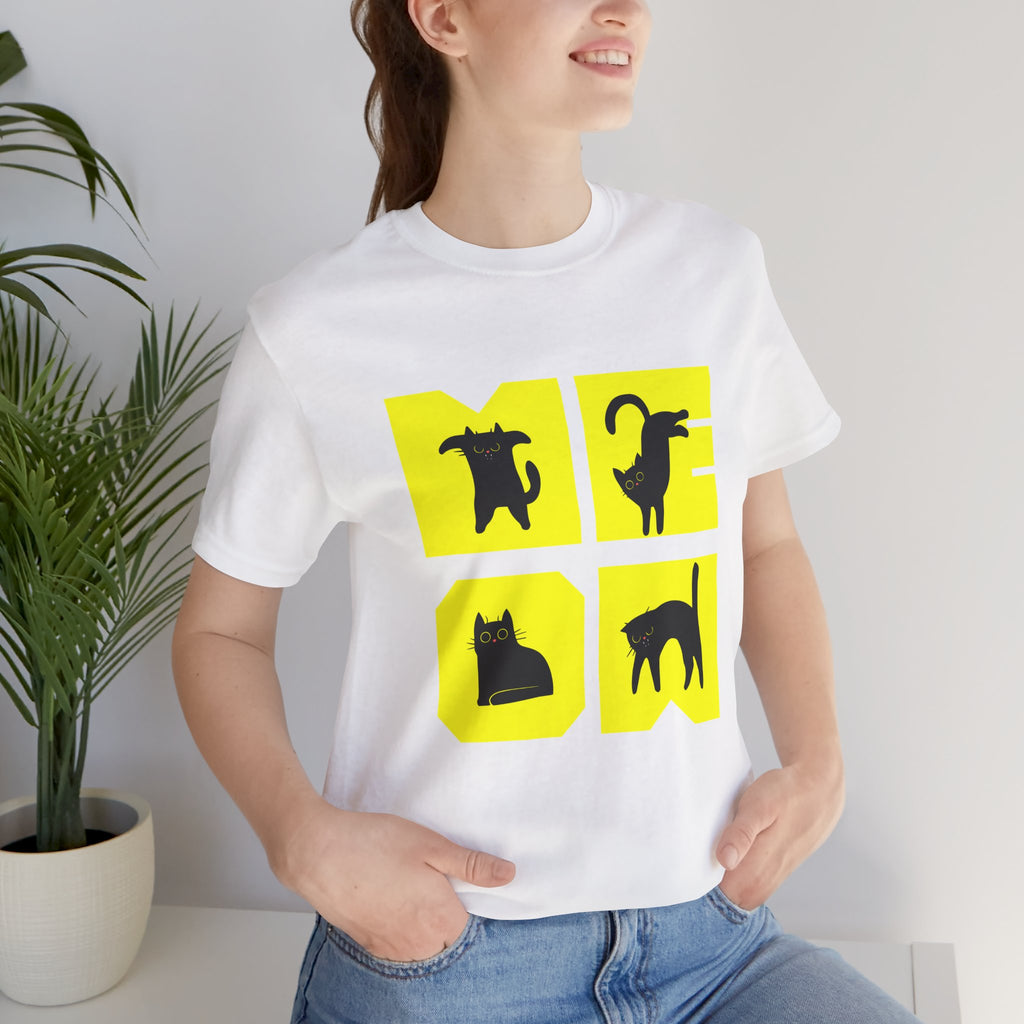 Cat Silhouette Tee — Yellow Block Cats Graphic T-Shirt