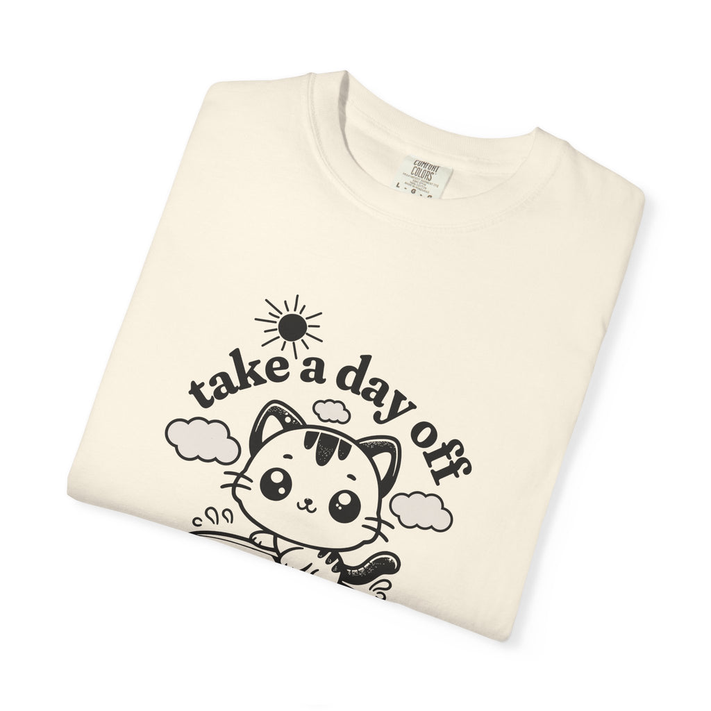 Take a Day Off Cat T-Shirt — Relaxing Kawaii Graphic Tee