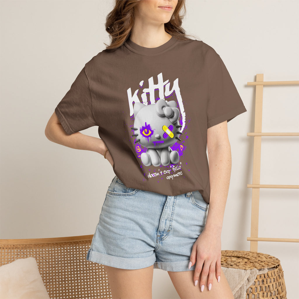 Kitty Cute Punk T-Shirt — 'doesn't say hello' Garment-Dyed Tee